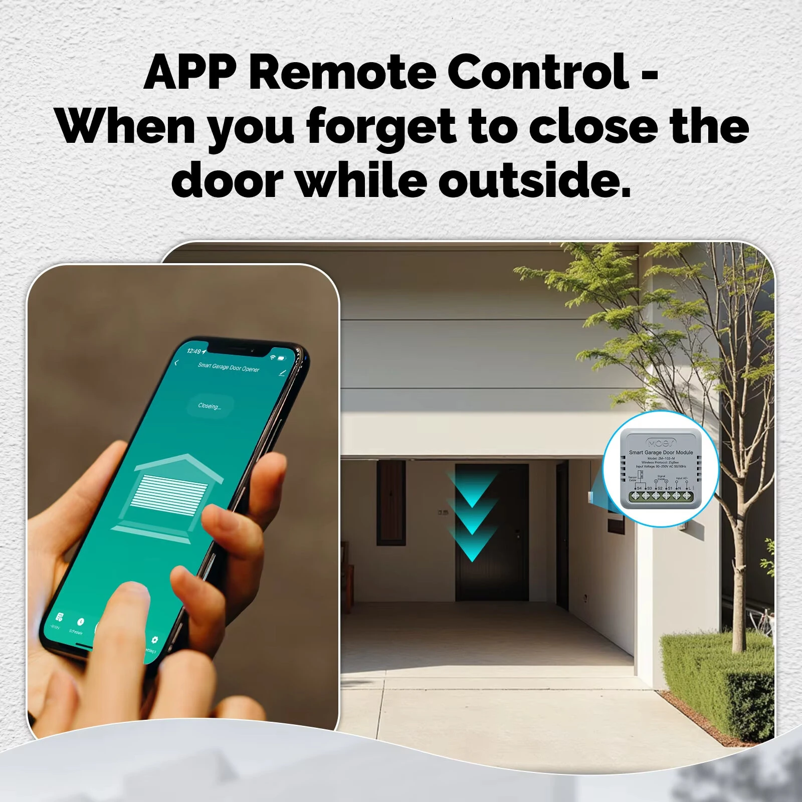 MOES Tuya Zigbe Garage Door Controller Module Smart Life App Remote Garage Door Opener Works with Alexa & Google Home — view 3