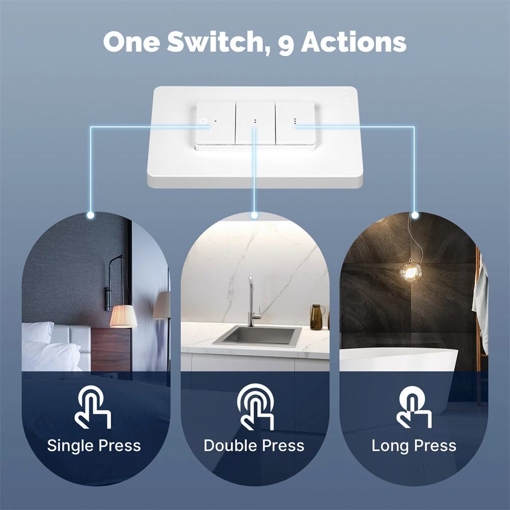 MOES Tuya Zigbe Smart Wireless Scene Switch 3 Gang 9 Scenarios Linkage Magnetic Design Handheld Push Button Control Switch — view 6