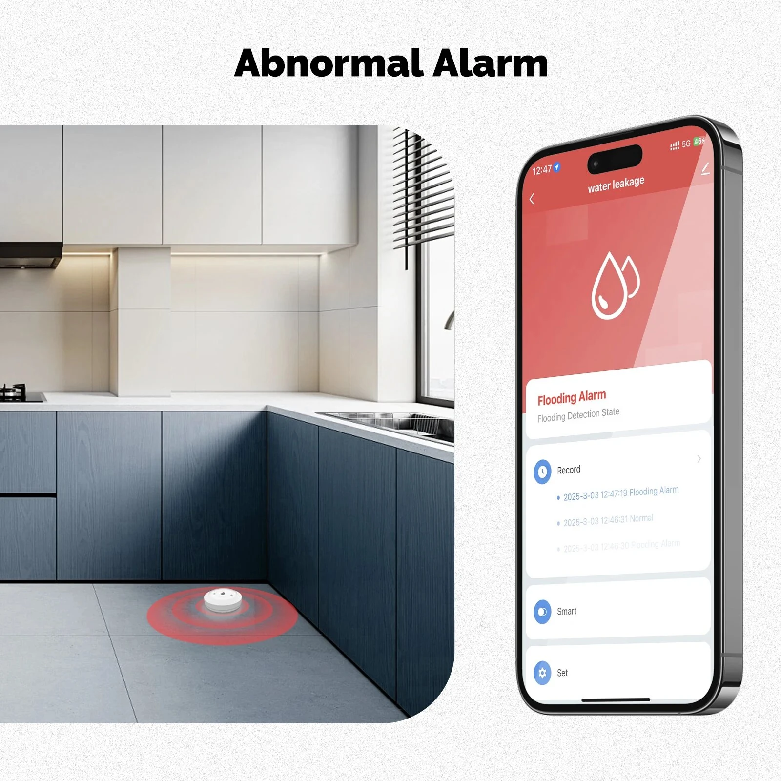 MOES Tuya ZigBee3.0 Water Leak Sensor Smart Flood Detector APP Alerts Remote Monitoring for Home Pipe Protection Smart Life APP — view 5