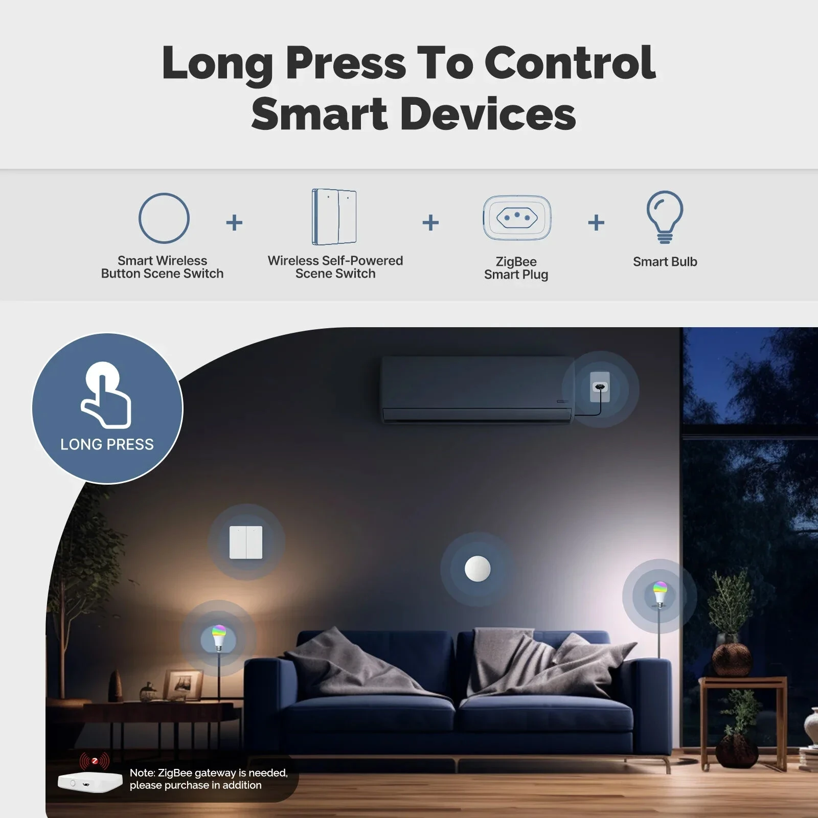MOES ZigBee3.0 Smart Wireless Button Scene Switch Tuya Battery Powered Mobile Setting Multi-scene Linkage Wireless Remote Controller — view 7