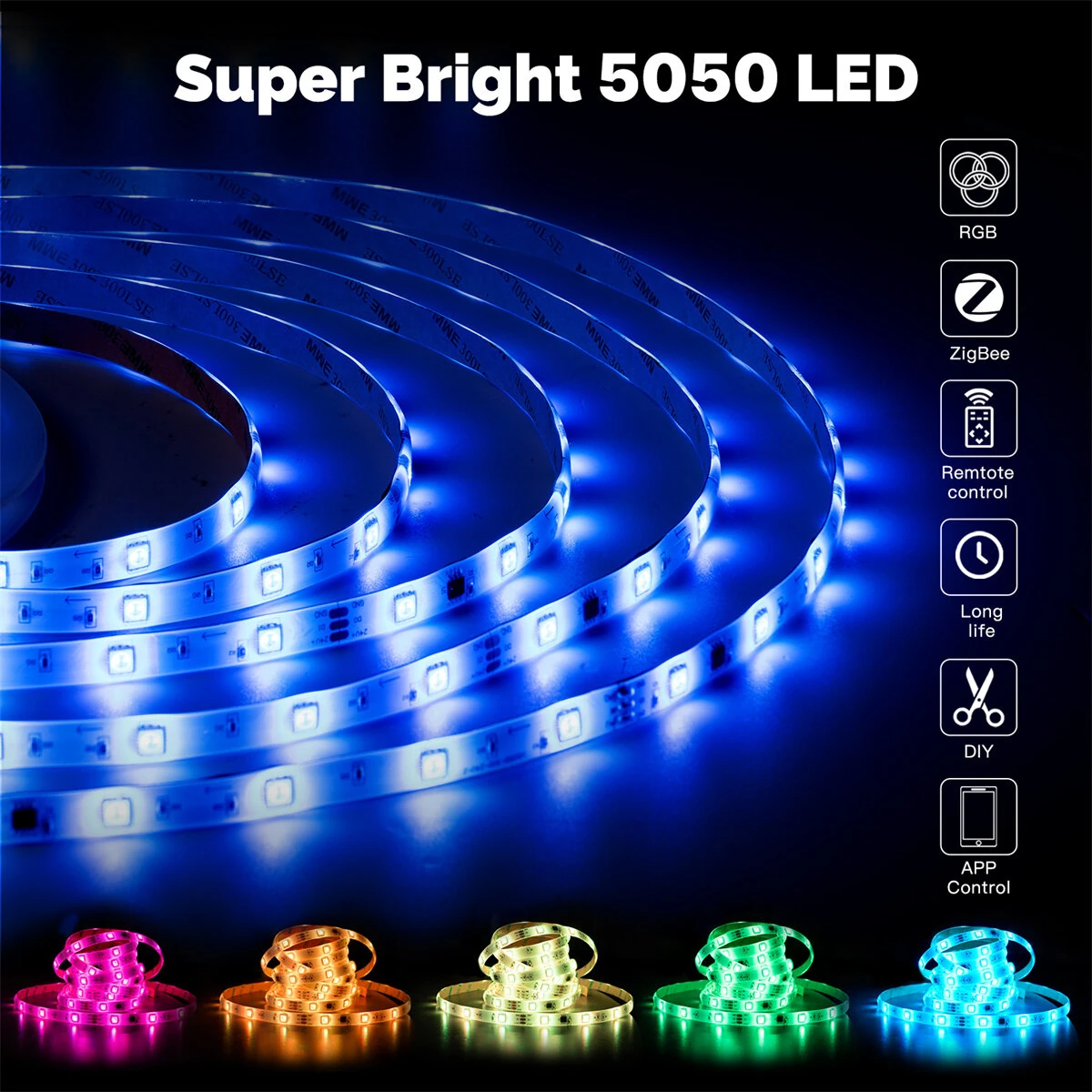 MOES ZL6205E Tuya ZigBe Smart LED Strip Light RGB5050 24V Music Sync App Voice Control with Alexa Google Home — view 7