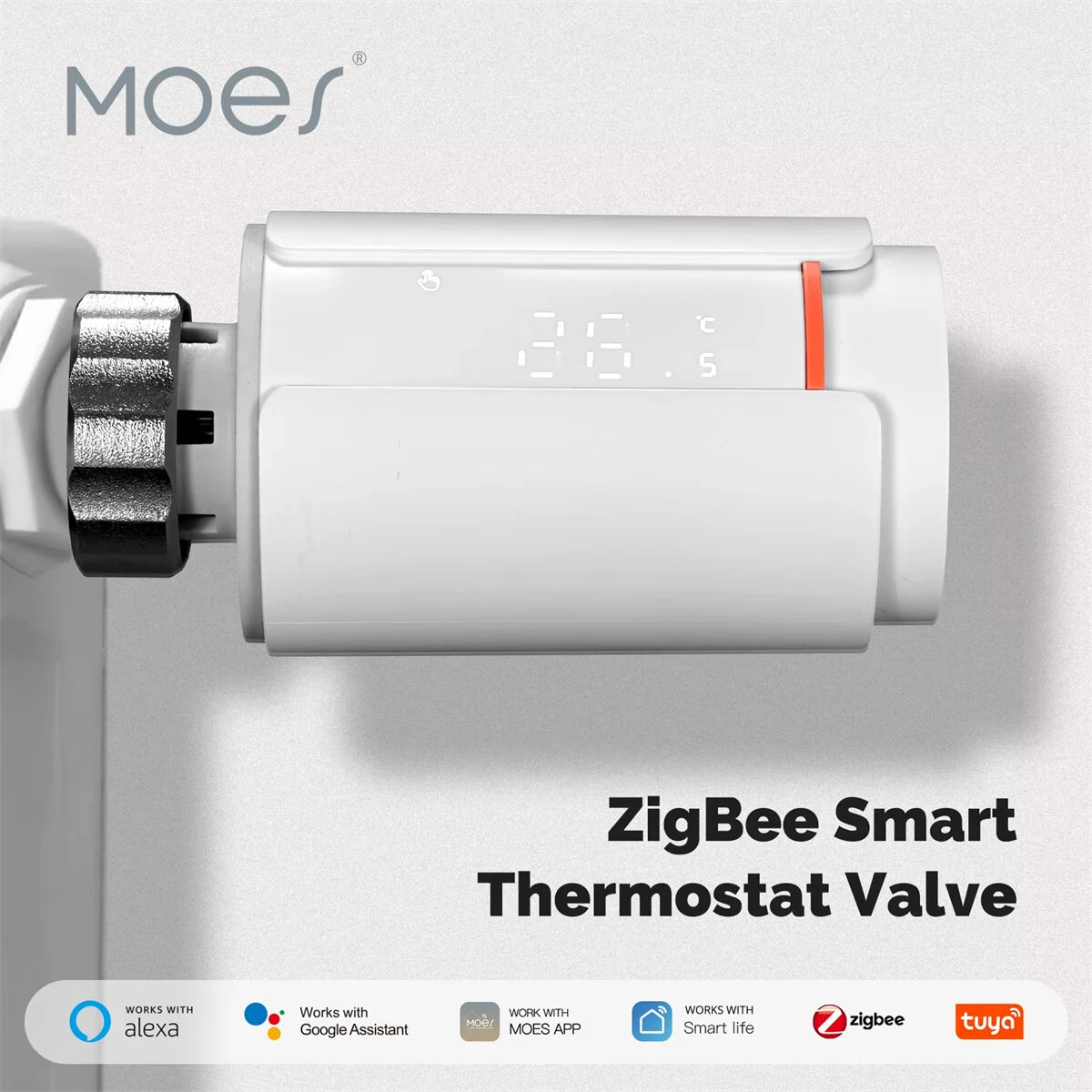 MOES ZTRV-S01 Tuya Smart ZigBe Thermostatic Radiator Valve TRV Programmable App Remote Temperature Controller Support Alexa Google Home — view 2
