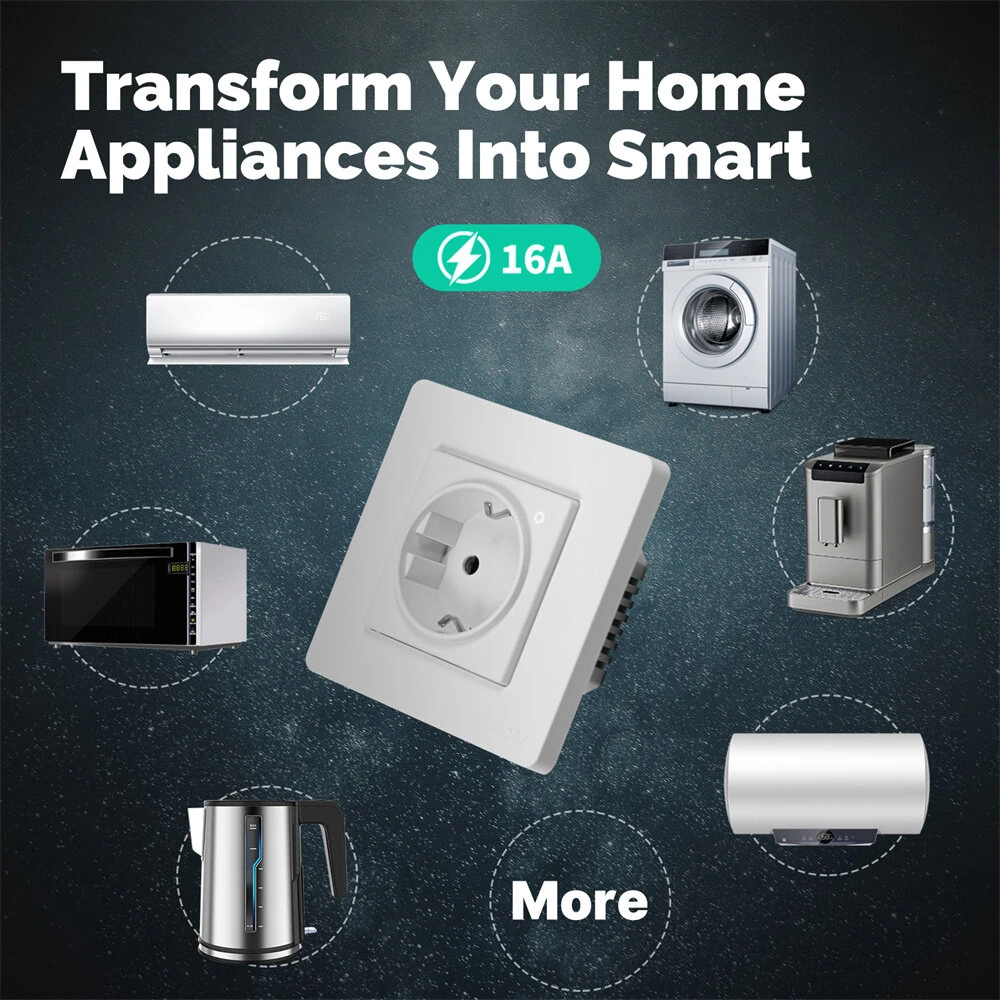 MoesHouse Tuya Zigbe Smart Wall Socket 16A 3500W APP Remote Timer Energy Monitor Voice Control with Alexa Google Assistant — view 5