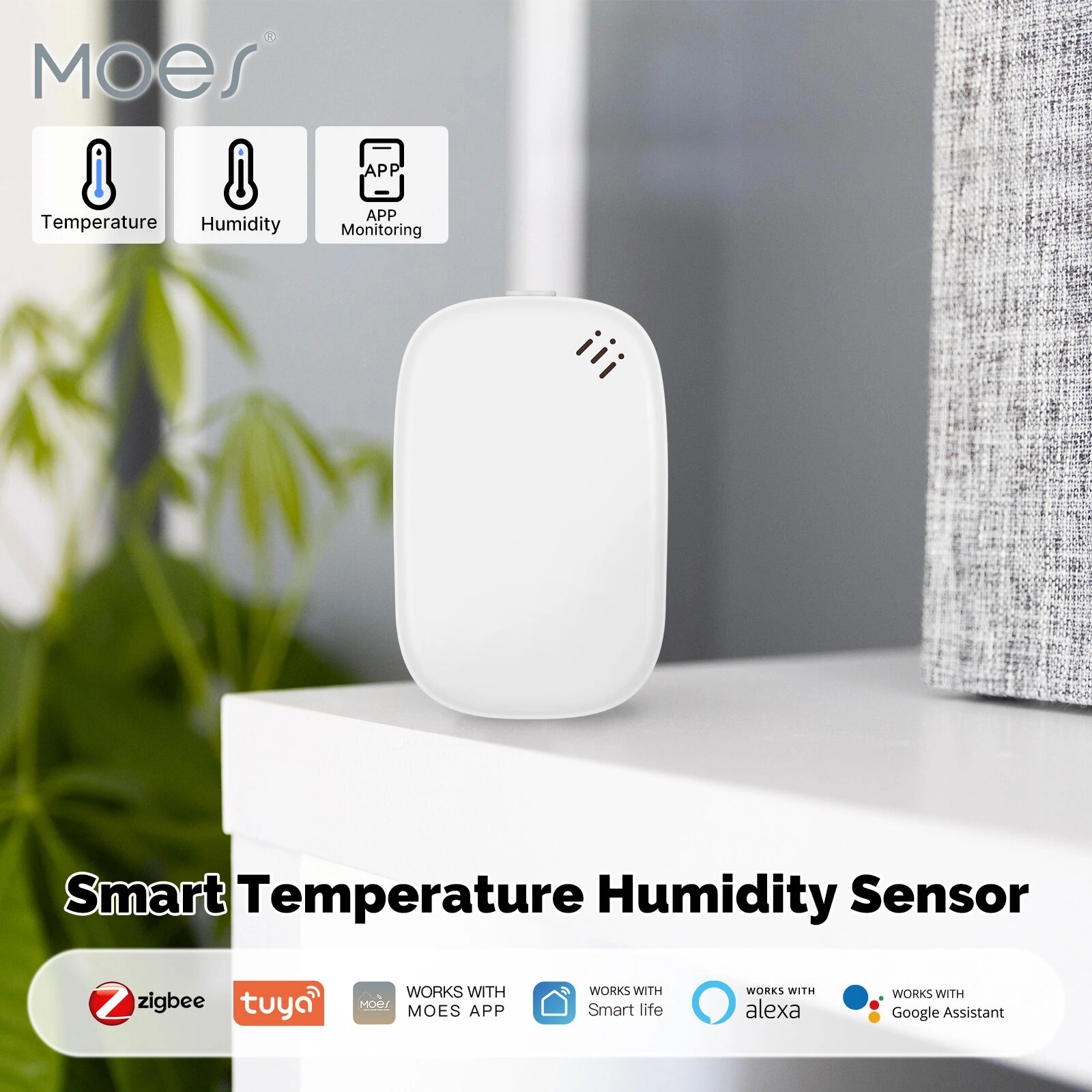 MoesHouse Tuya Zigbe Temperature Humidity Sensor Smart Security Sensor Probe App Remote Control — view 5