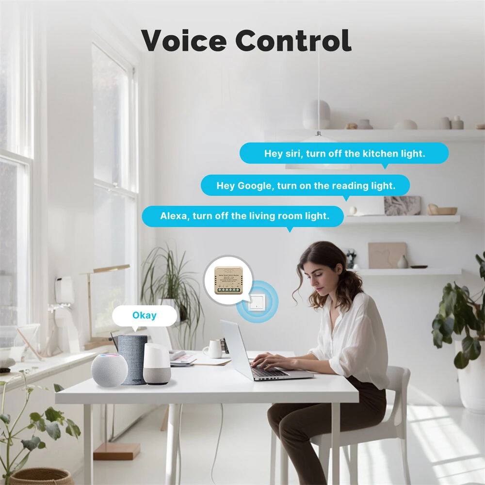 MoesHouse WM-104-M Tuya WiFi Matter Mini Smart Switch Module Relay Timer Home Automation App Remote Control Work with Alexa Google Assistant — view 6