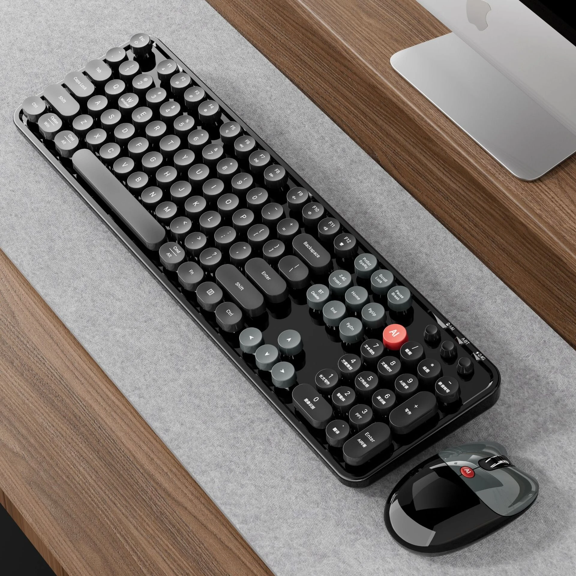MOFii AI Voice Keyboard and Mouse Set Wireless bluetooth Combo 66 Languages Translation Type-C Rechargeable AI Shortcut Key for Computer Laptop — view 2