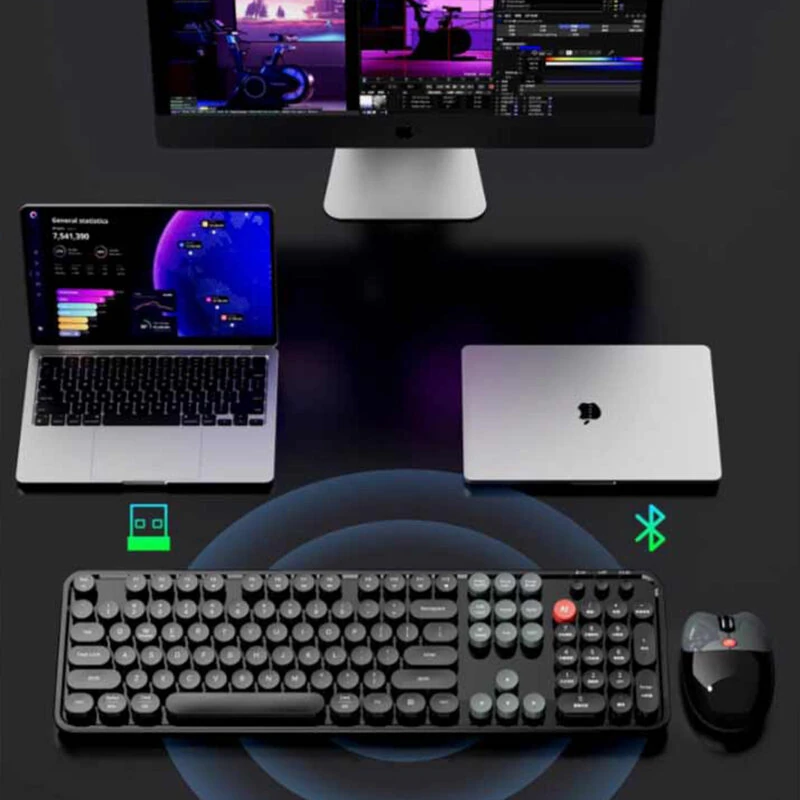 MOFii AI Voice Keyboard and Mouse Set Wireless bluetooth Combo 66 Languages Translation Type-C Rechargeable AI Shortcut Key for Computer Laptop — view 4