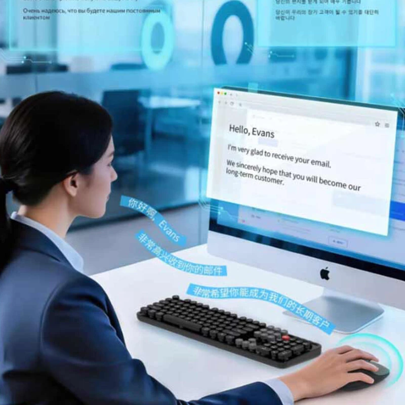 MOFii AI Voice Keyboard and Mouse Set Wireless bluetooth Combo 66 Languages Translation Type-C Rechargeable AI Shortcut Key for Computer Laptop — view 6
