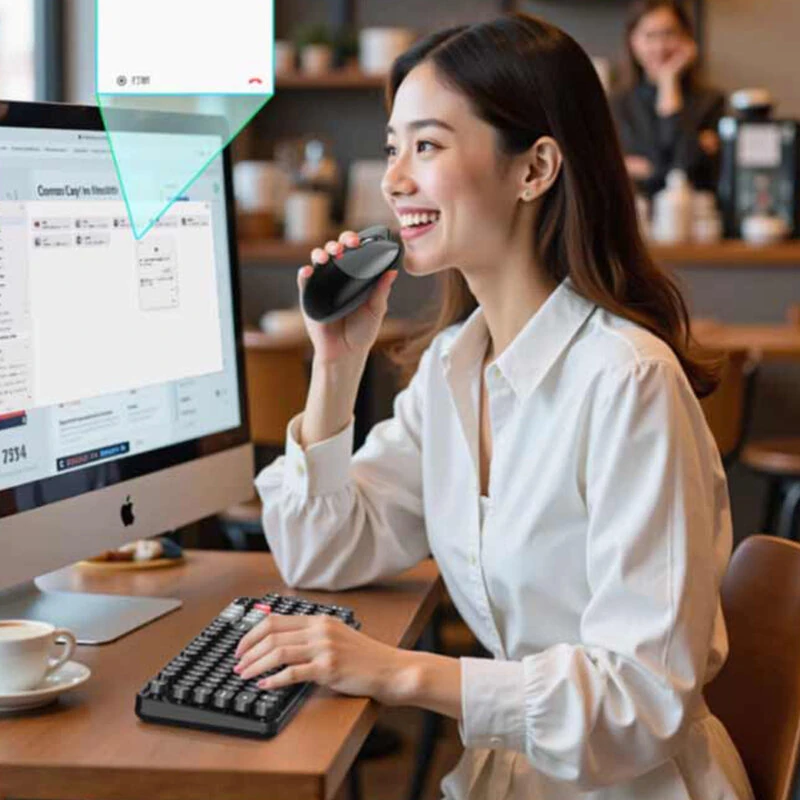 MOFii AI Voice Keyboard and Mouse Set Wireless bluetooth Combo 66 Languages Translation Type-C Rechargeable AI Shortcut Key for Computer Laptop — view 7