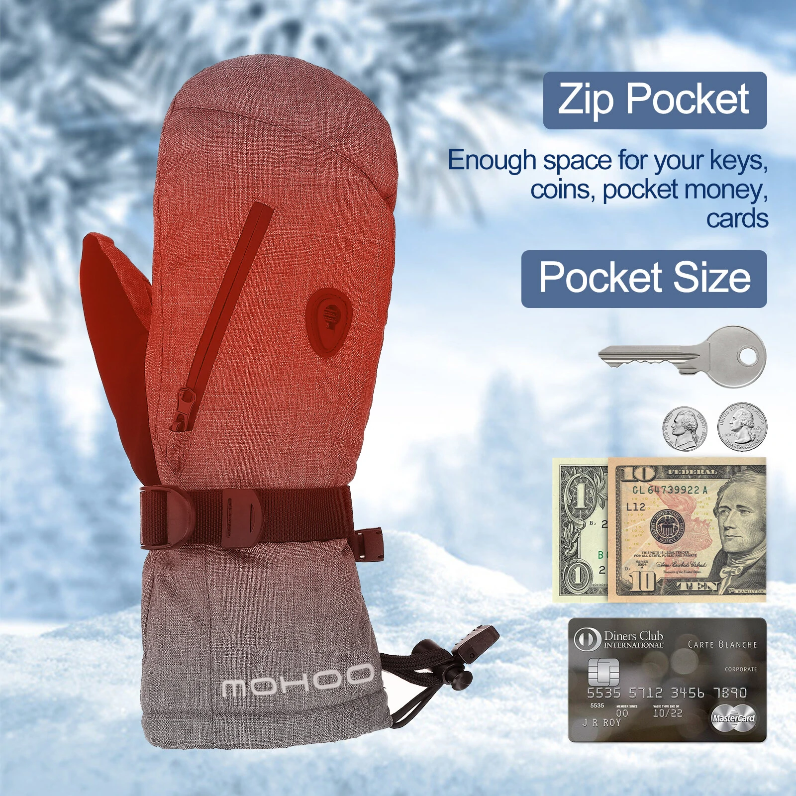 MOHOO Ski Gloves Winter Gloves Men Waterproof Warm Mittens for Women Snowboard Gloves Mittens for Winter — view 6