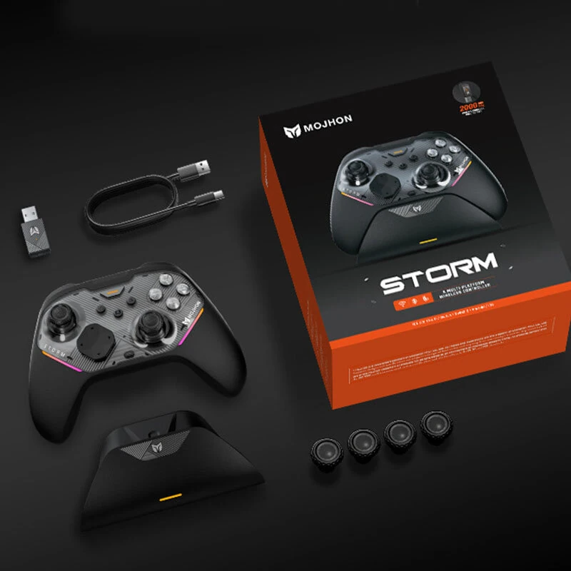 MOJHON Gale 2 Tri-mode Wireless Gaming Controller TMR Electromagnetic Joysticks 2000Hz Polling Rate Hall Effect Linear Trigger Mechanical Buttons Gamepad for PC Switch Steam — view 4