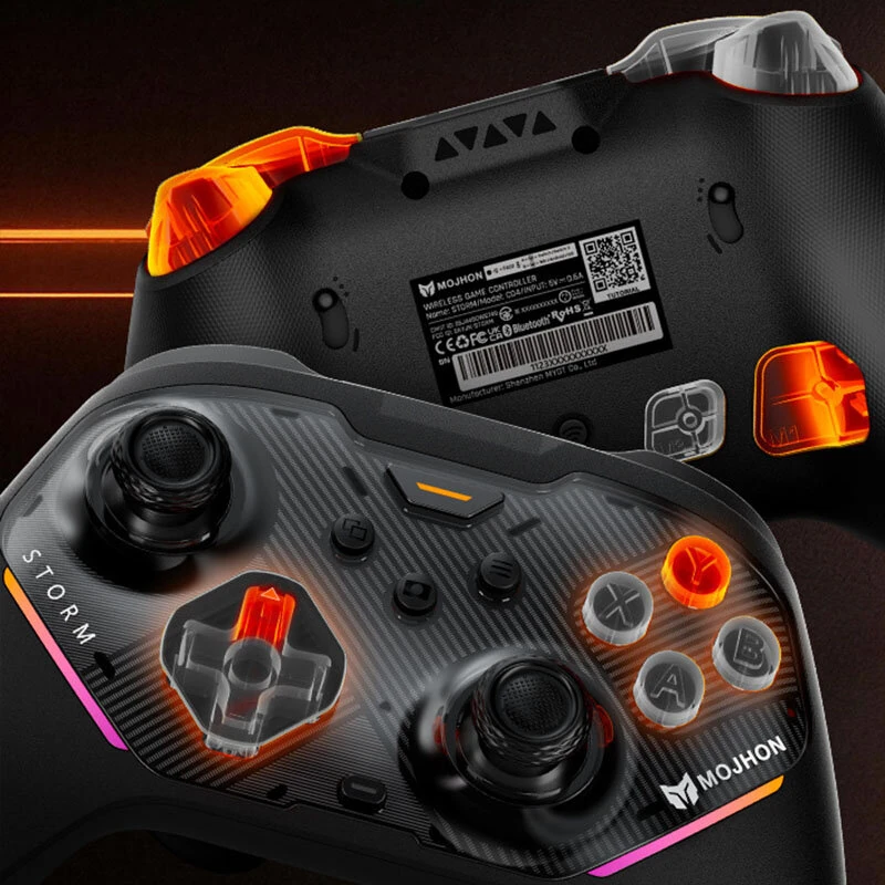 MOJHON Gale 2 Tri-mode Wireless Gaming Controller TMR Electromagnetic Joysticks 2000Hz Polling Rate Hall Effect Linear Trigger Mechanical Buttons Gamepad for PC Switch Steam — view 5