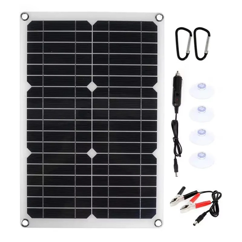 Monocrystalline Flexible Solar Panel Kit 30W 18V 12V 5V Dual USB 19.1% Conversion With 100A Controller Portable Outdoor Charger — image 1