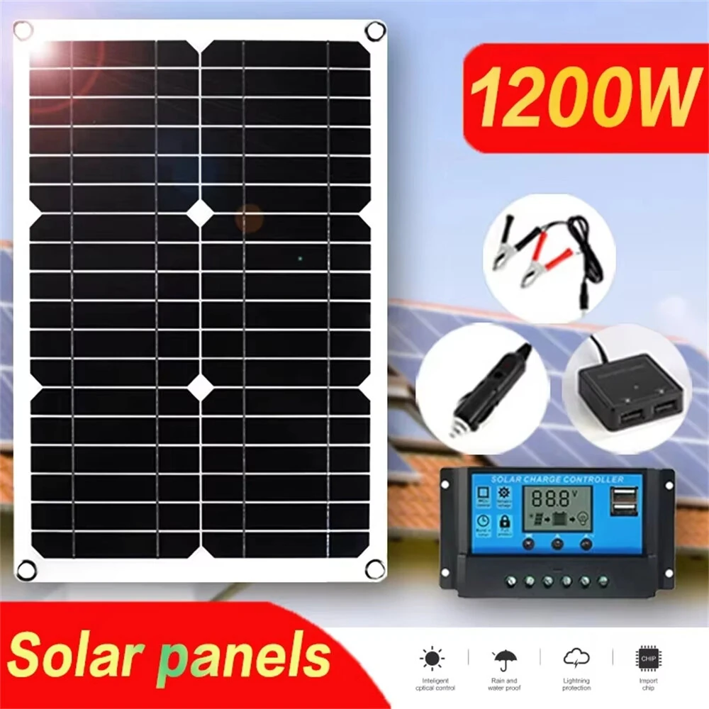 Monocrystalline Flexible Solar Panel Kit 30W 18V 12V 5V Dual USB 19.1% Conversion With 100A Controller Portable Outdoor Charger — view 2