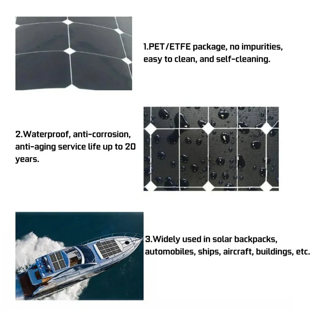 Monocrystalline Flexible Solar Panel Kit 30W 18V 12V 5V Dual USB 19.1% Conversion With 100A Controller Portable Outdoor Charger — view 3