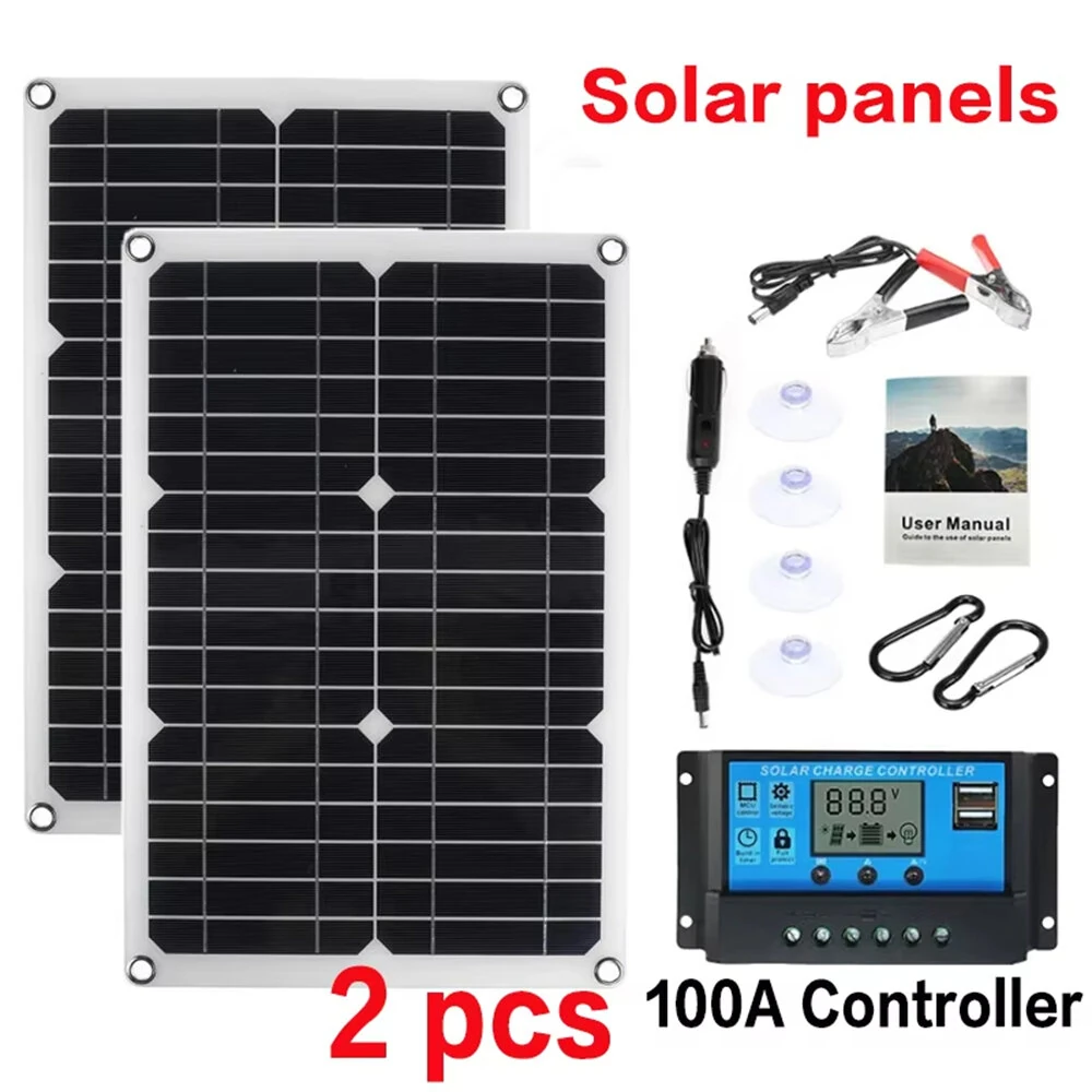 Monocrystalline Flexible Solar Panel Kit 30W 18V 12V 5V Dual USB 19.1% Conversion With 100A Controller Portable Outdoor Charger — view 8