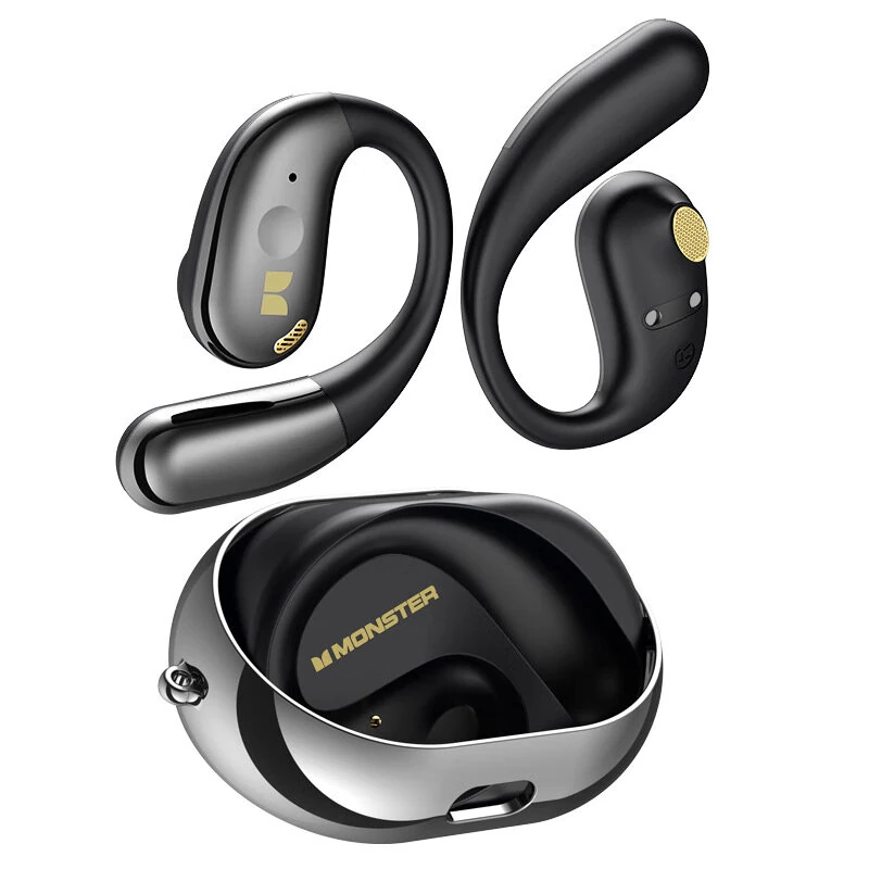MONSTER AC360 TWS Earbuds bluetooth 5.4 Earphone 14.2mm Titanium PU Diaphragm AAC Audio ENC Noise Cancelling 24H Playback Touch Control Ergonomics Earhooks Sports Headphones with Mic