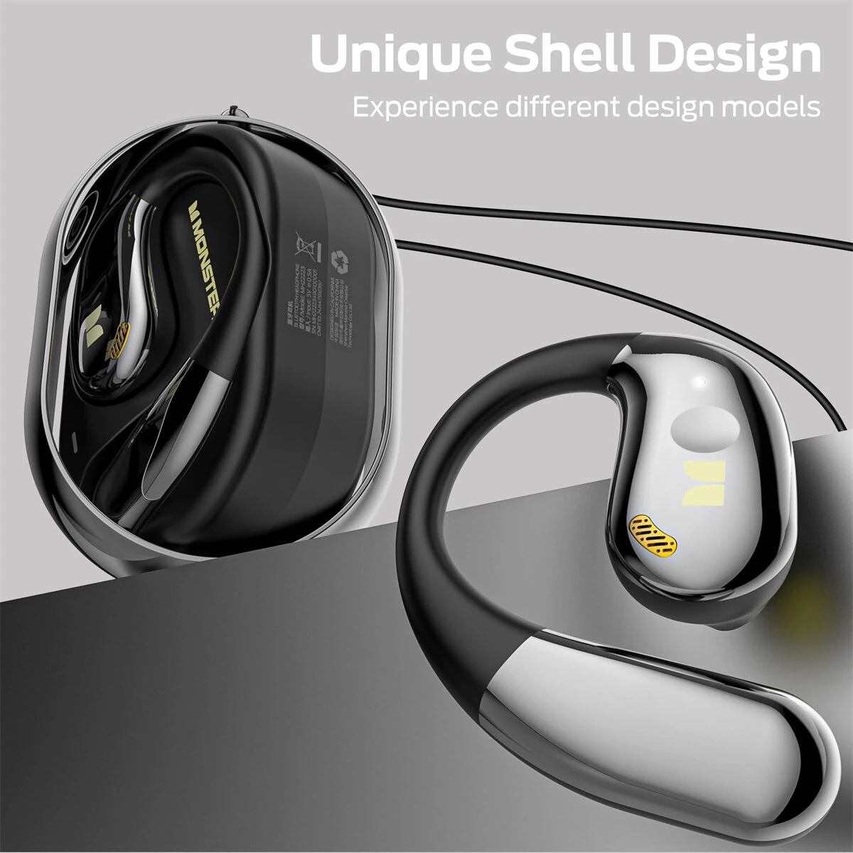 MONSTER AC360 TWS Earbuds bluetooth 5.4 Earphone 14.2mm Titanium PU Diaphragm AAC Audio ENC Noise Cancelling 24H Playback Touch Control Ergonomics Earhooks Sports Headphones with Mic — view 8