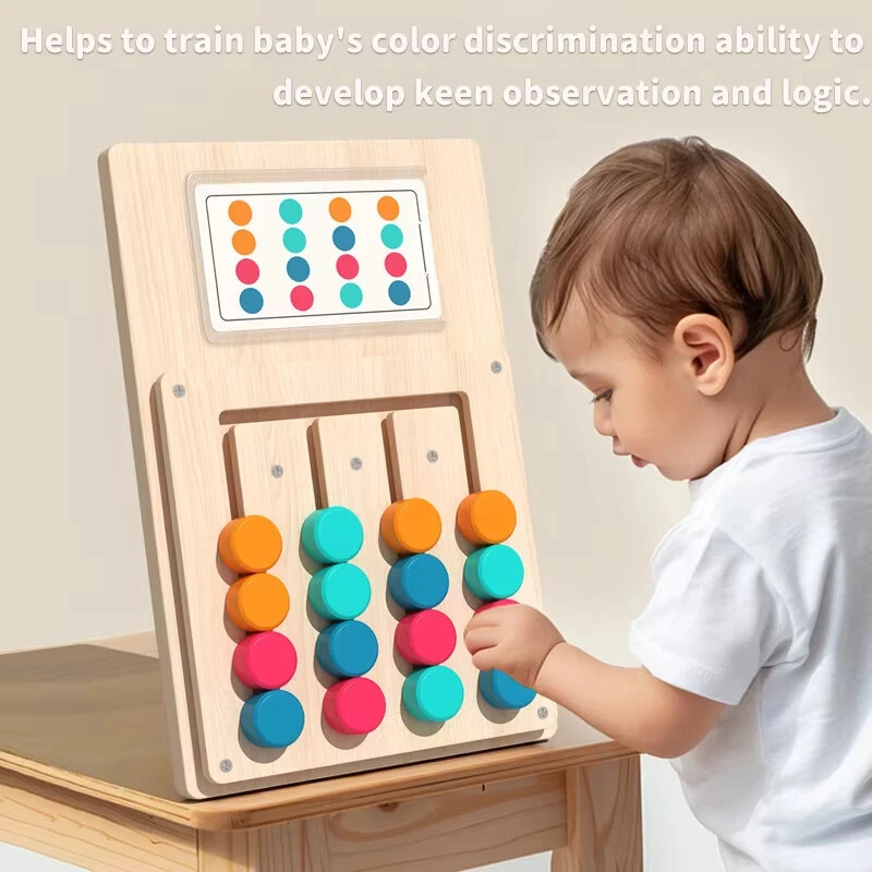 Montessori Cognitive Learning Toy for Kids Wooden Color Shape Toy Early Brain Stimulation Logical Enlightenment Hand-eye Coordination Thinking Educational Toy — view 3