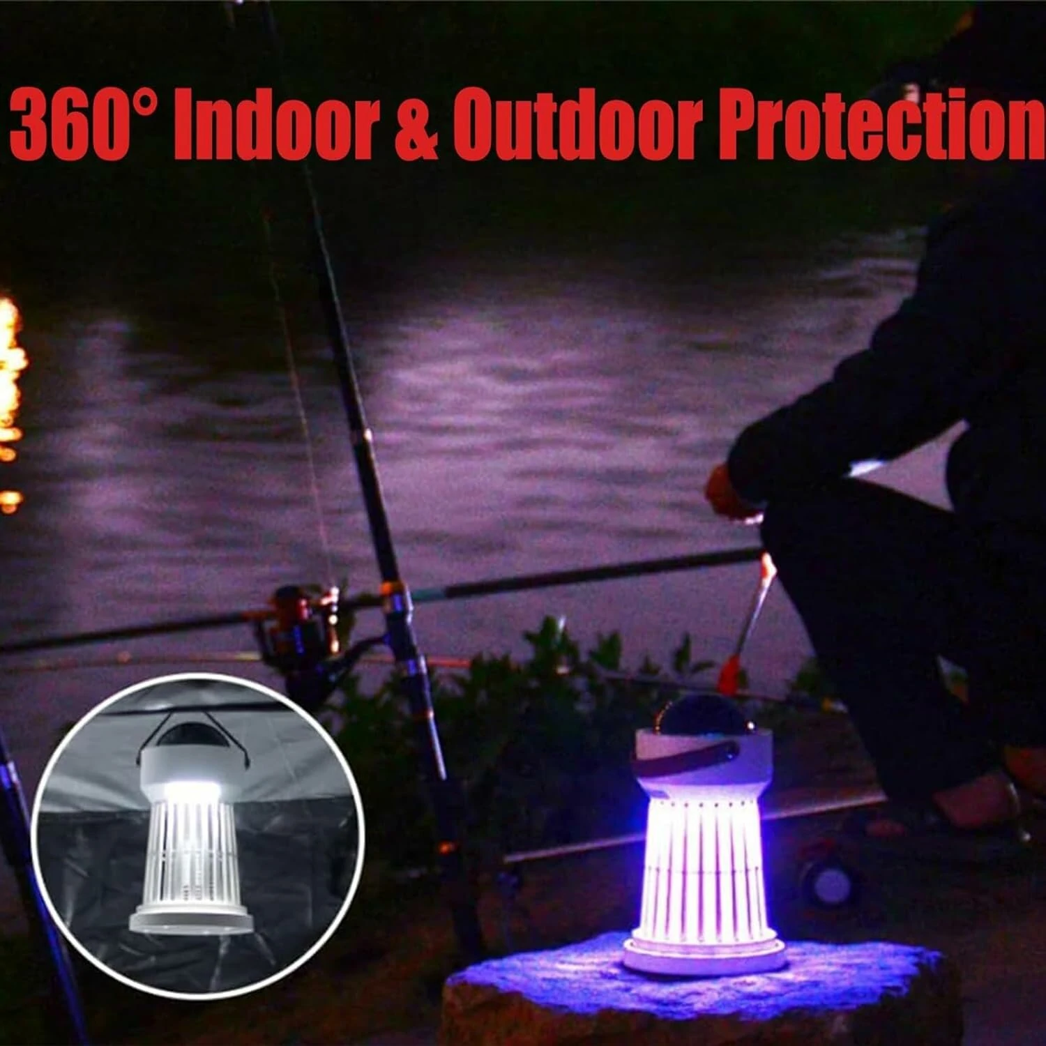 Mosquito Zapper 2000mAh With Music Box and Projector Lamp Long-lasting Battery 360 degrees Protection 3-in-1 Design Indoor and Outdoor Mosquito Killer with LED Flashlight for Camping Picnic — view 5