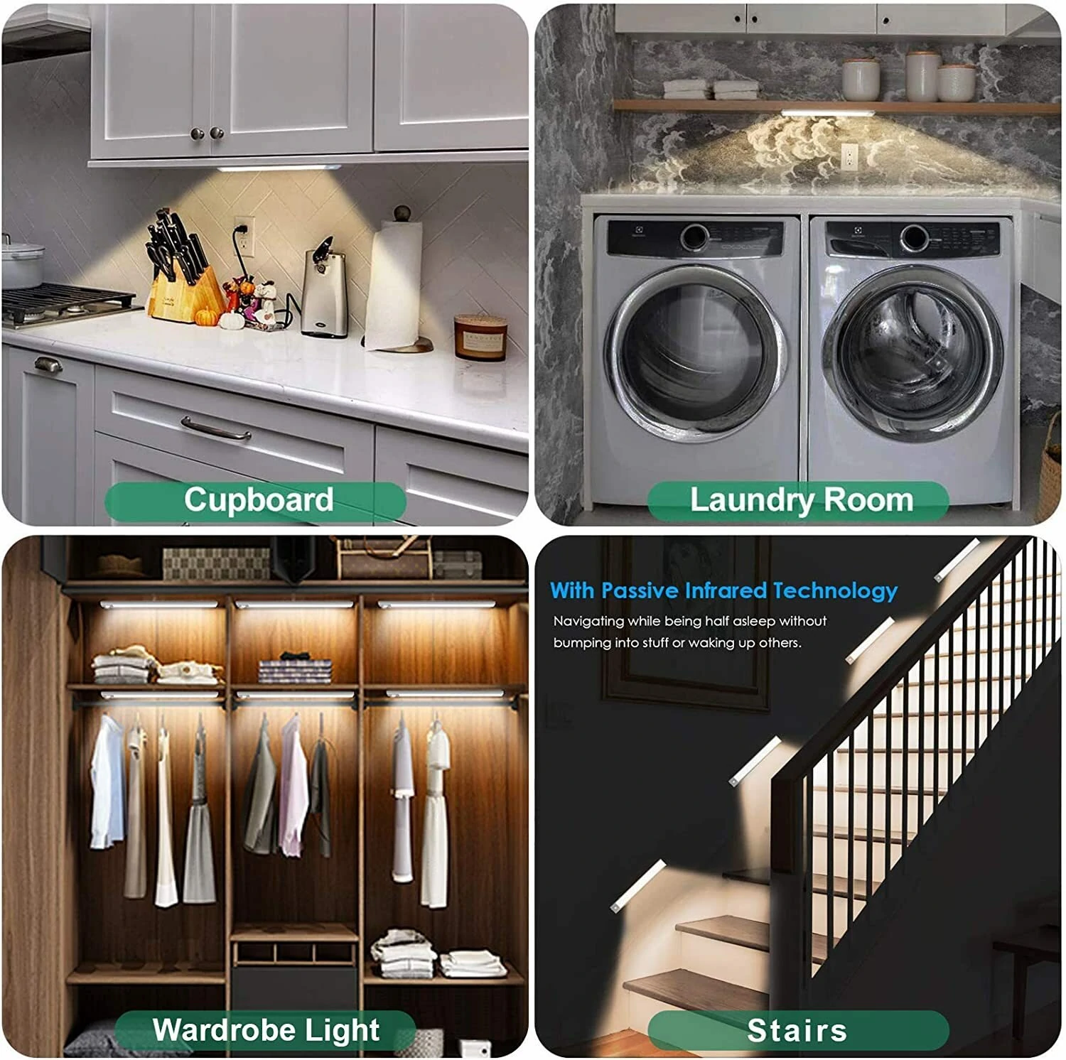 Motion Sensor Cabinet Light Rechargeable Night Light for Closets Cabinets Kitchens Cupboards — view 4