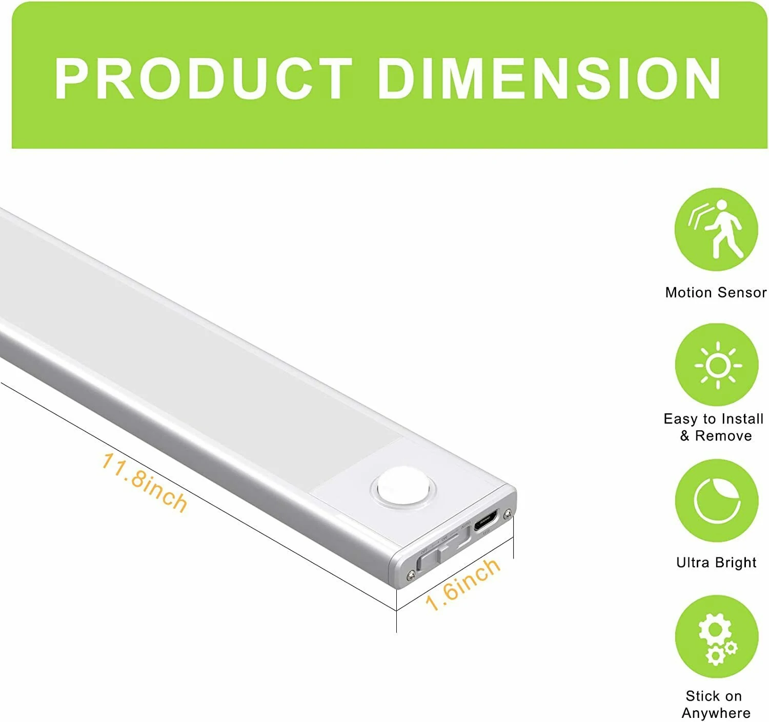 Motion Sensor Cabinet Light Rechargeable Night Light for Closets Cabinets Kitchens Cupboards — view 8