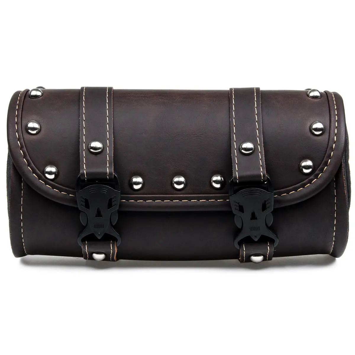 Motorcycle Front Fork Tool Saddle Bag Pouch Saddlebags Luggage Leather Barrel Da — view 3
