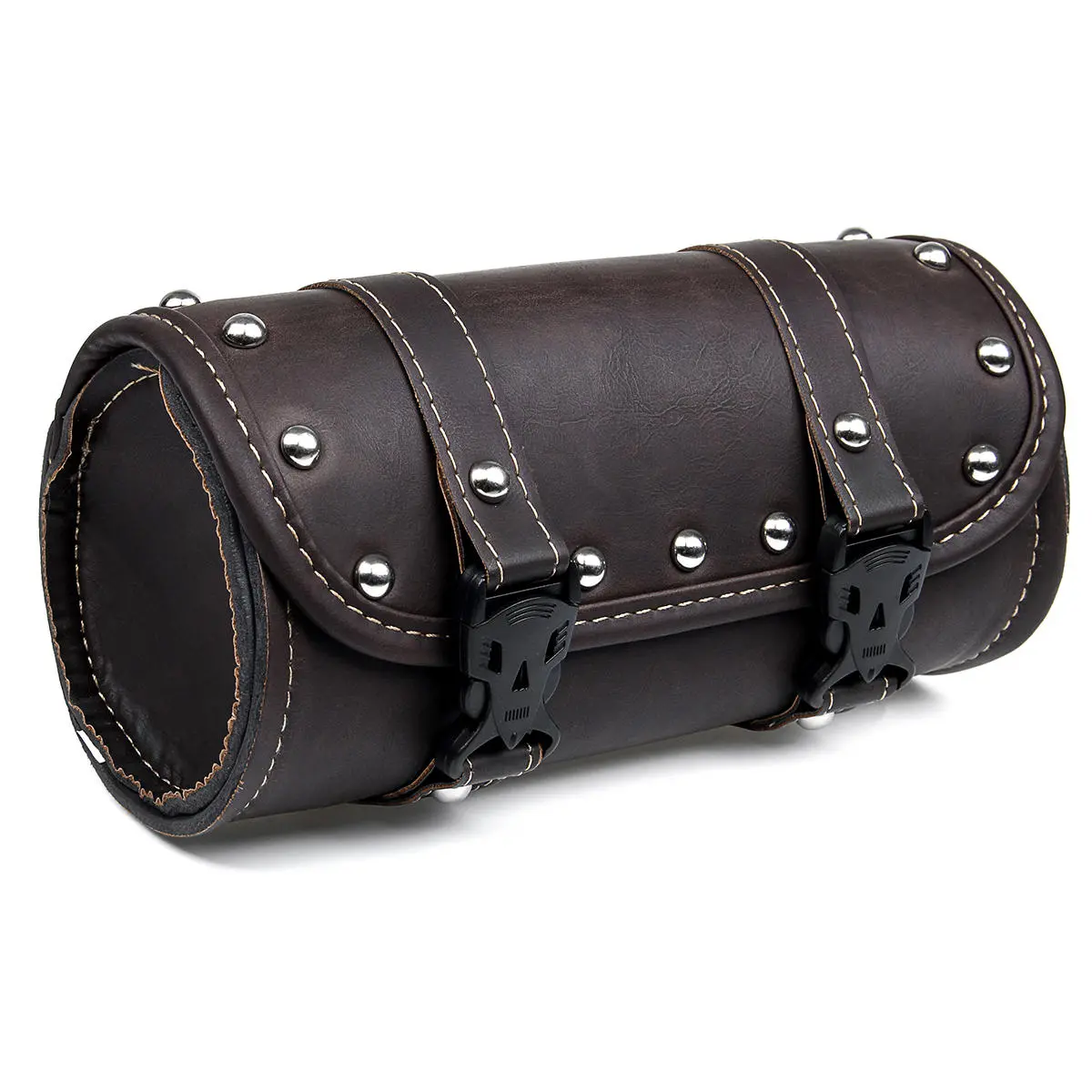 Motorcycle Front Fork Tool Saddle Bag Pouch Saddlebags Luggage Leather Barrel Da — view 4