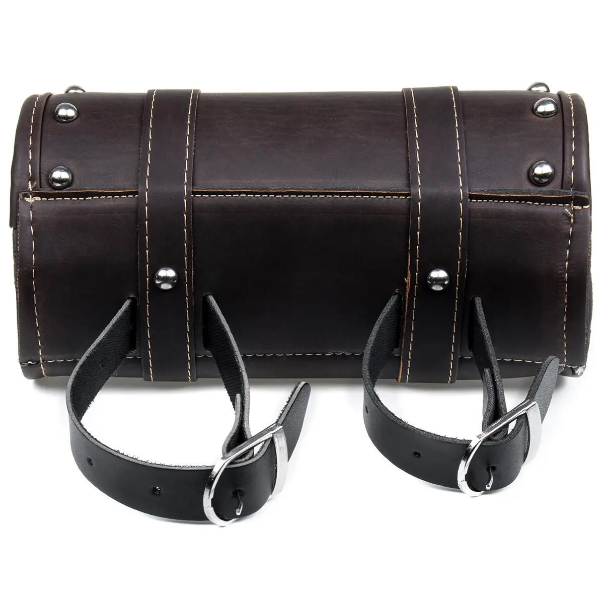 Motorcycle Front Fork Tool Saddle Bag Pouch Saddlebags Luggage Leather Barrel Da — view 6
