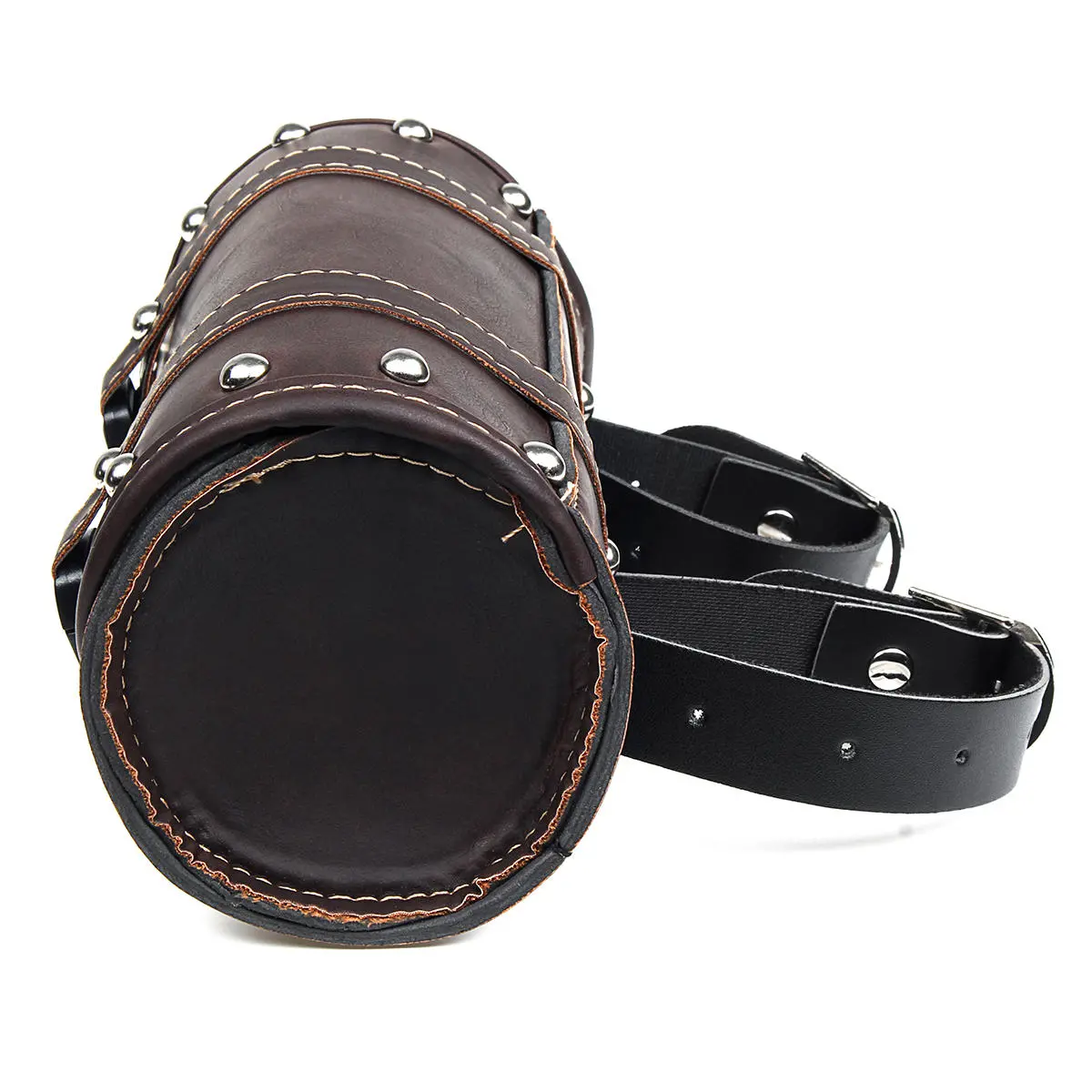 Motorcycle Front Fork Tool Saddle Bag Pouch Saddlebags Luggage Leather Barrel Da — view 7