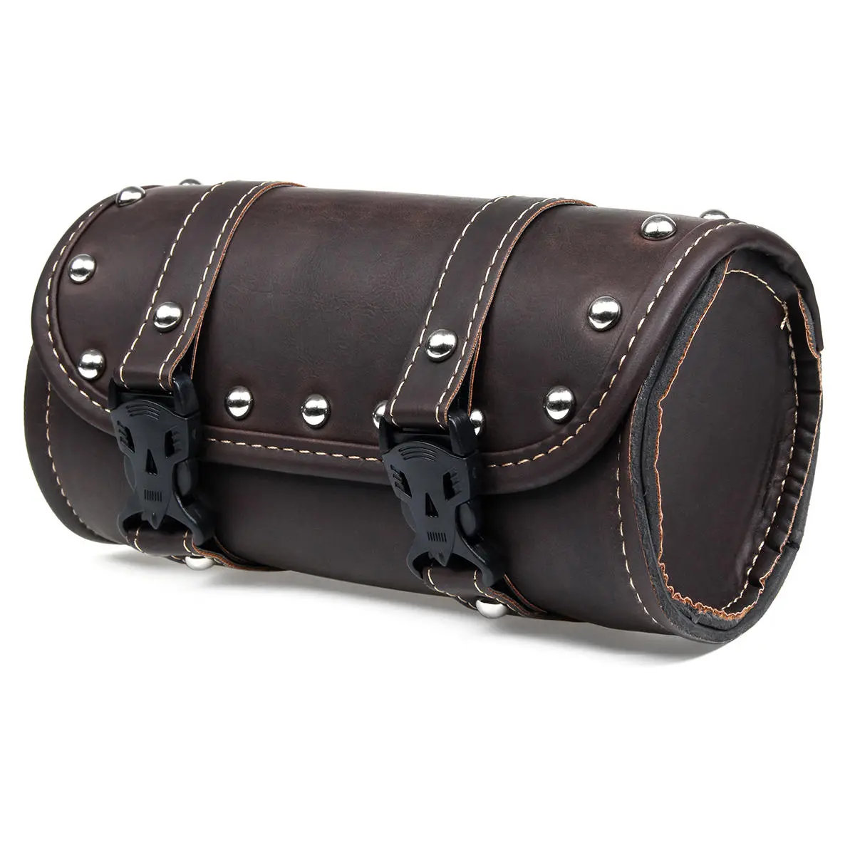 Motorcycle Front Fork Tool Saddle Bag Pouch Saddlebags Luggage Leather Barrel Da — view 8