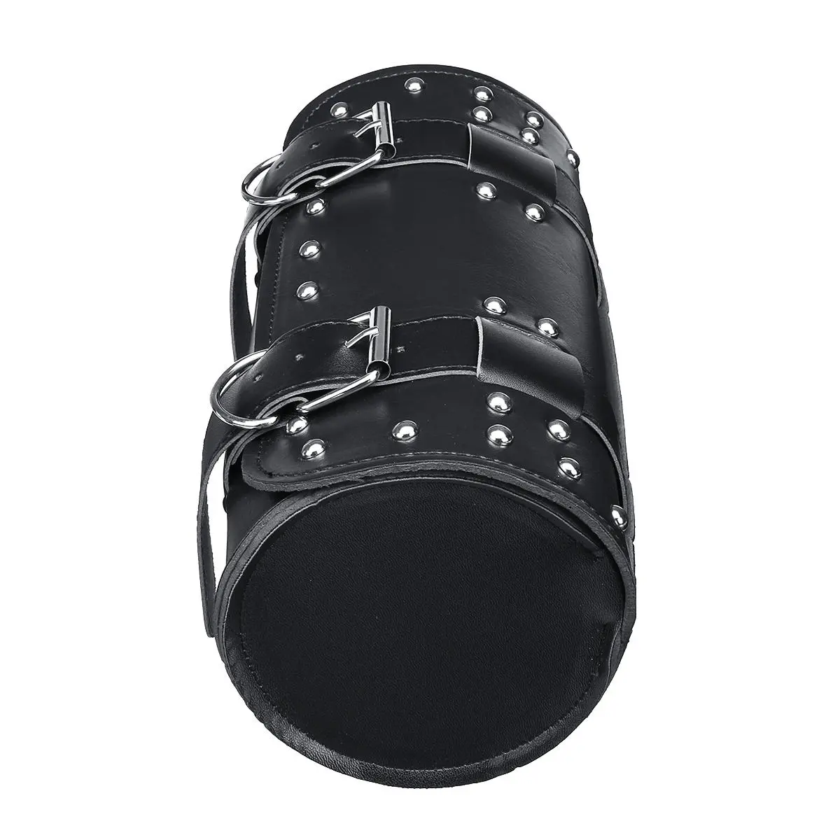 Motorcycle PU Leather Black Tool Bag Front Fork Handlebar Saddlebags Roll Barrel — view 9