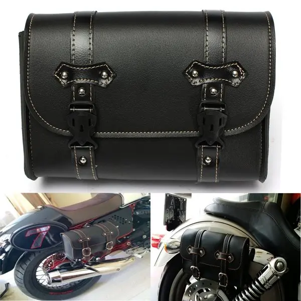 Motorcycle Saddle Leather Bag Storage Tool Pouch — view 2