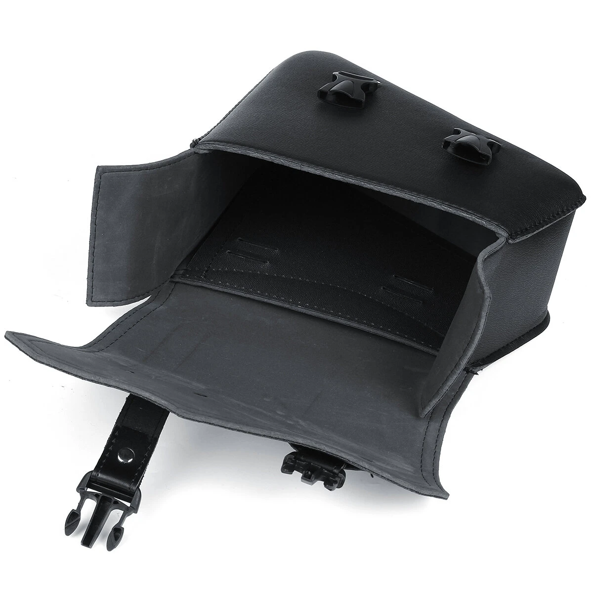 Motorcycle Saddlebags 3 Quick Release Buckle Black PU Leather Waterproof Univers — view 3