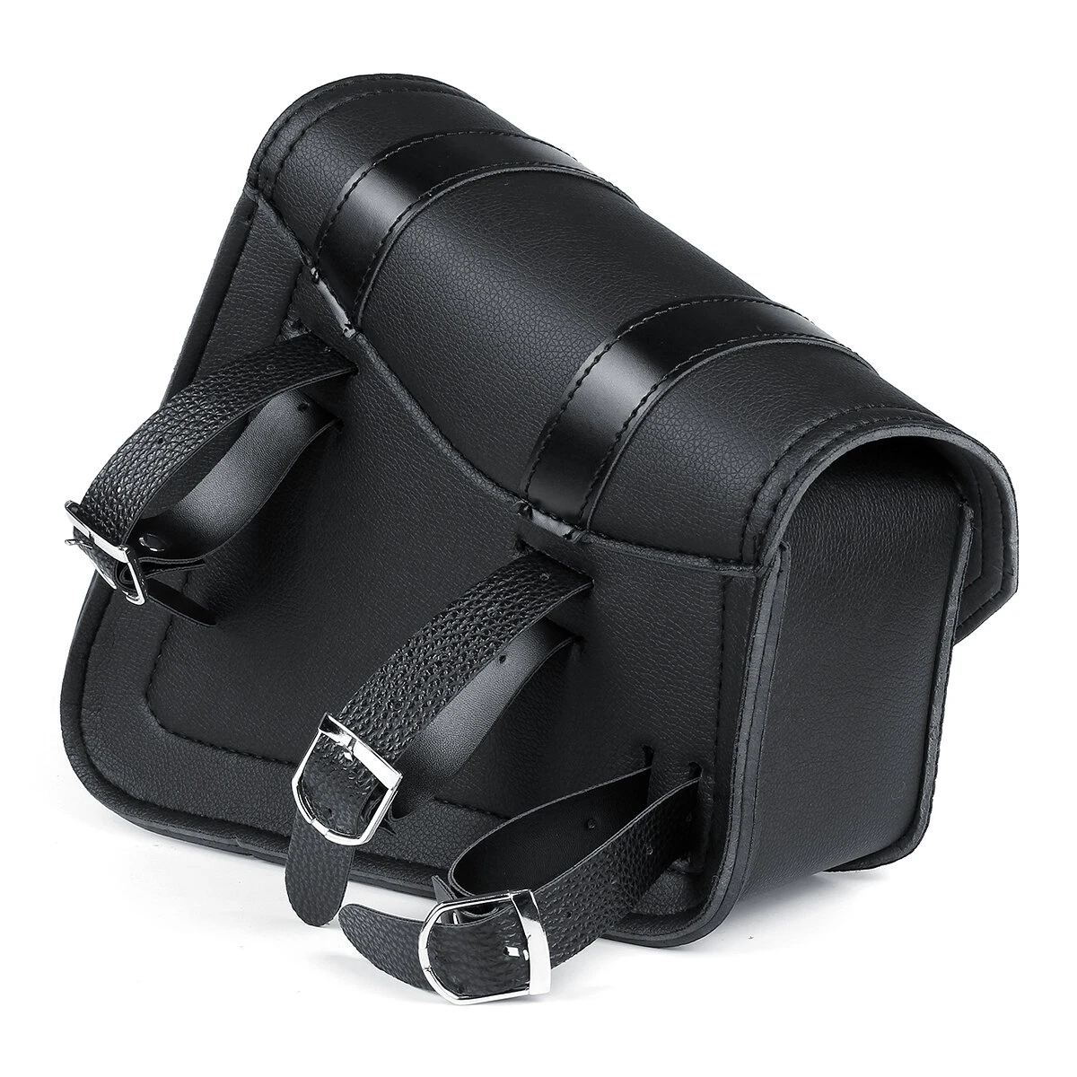 Motorcycle Saddlebags 3 Quick Release Buckle Black PU Leather Waterproof Univers — view 4