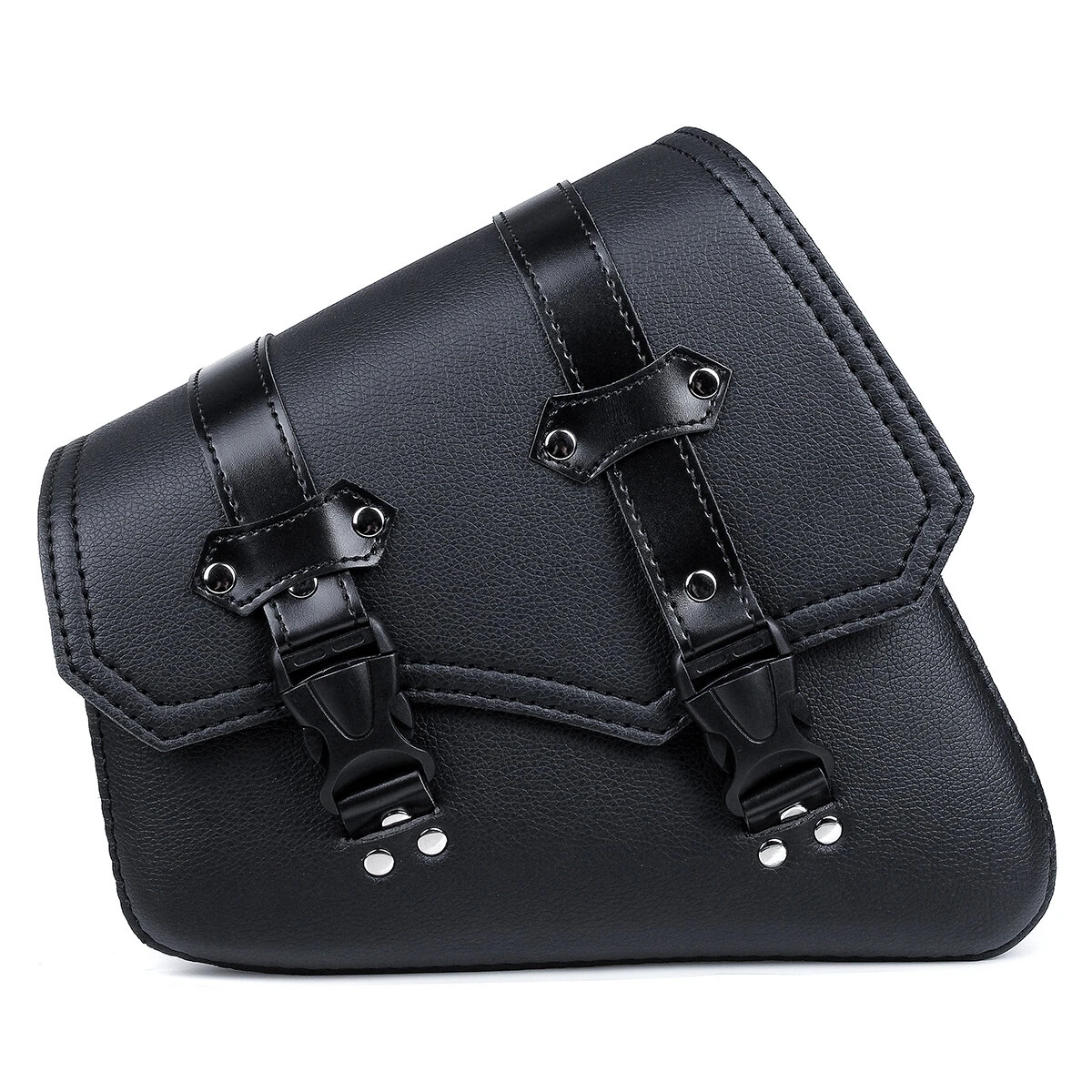 Motorcycle Saddlebags 3 Quick Release Buckle Black PU Leather Waterproof Univers — view 5