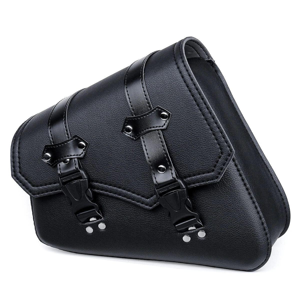 Motorcycle Saddlebags 3 Quick Release Buckle Black PU Leather Waterproof Univers — view 7