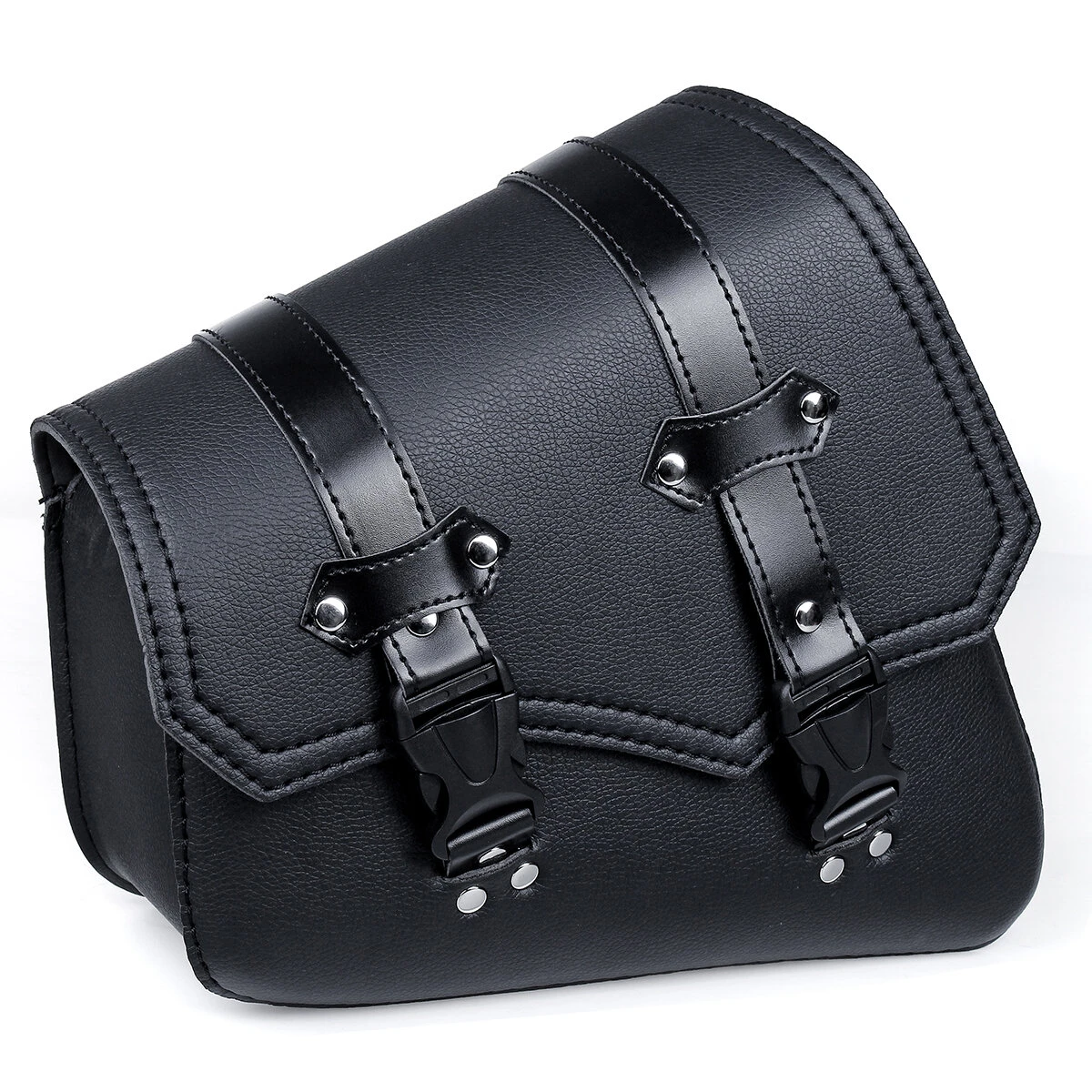 Motorcycle Saddlebags 3 Quick Release Buckle Black PU Leather Waterproof Univers — view 9
