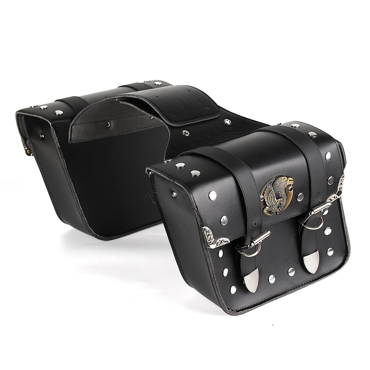 Motorcycle Saddlebags Side Bag Tool Bags Left Right For Chopper Black — image 1