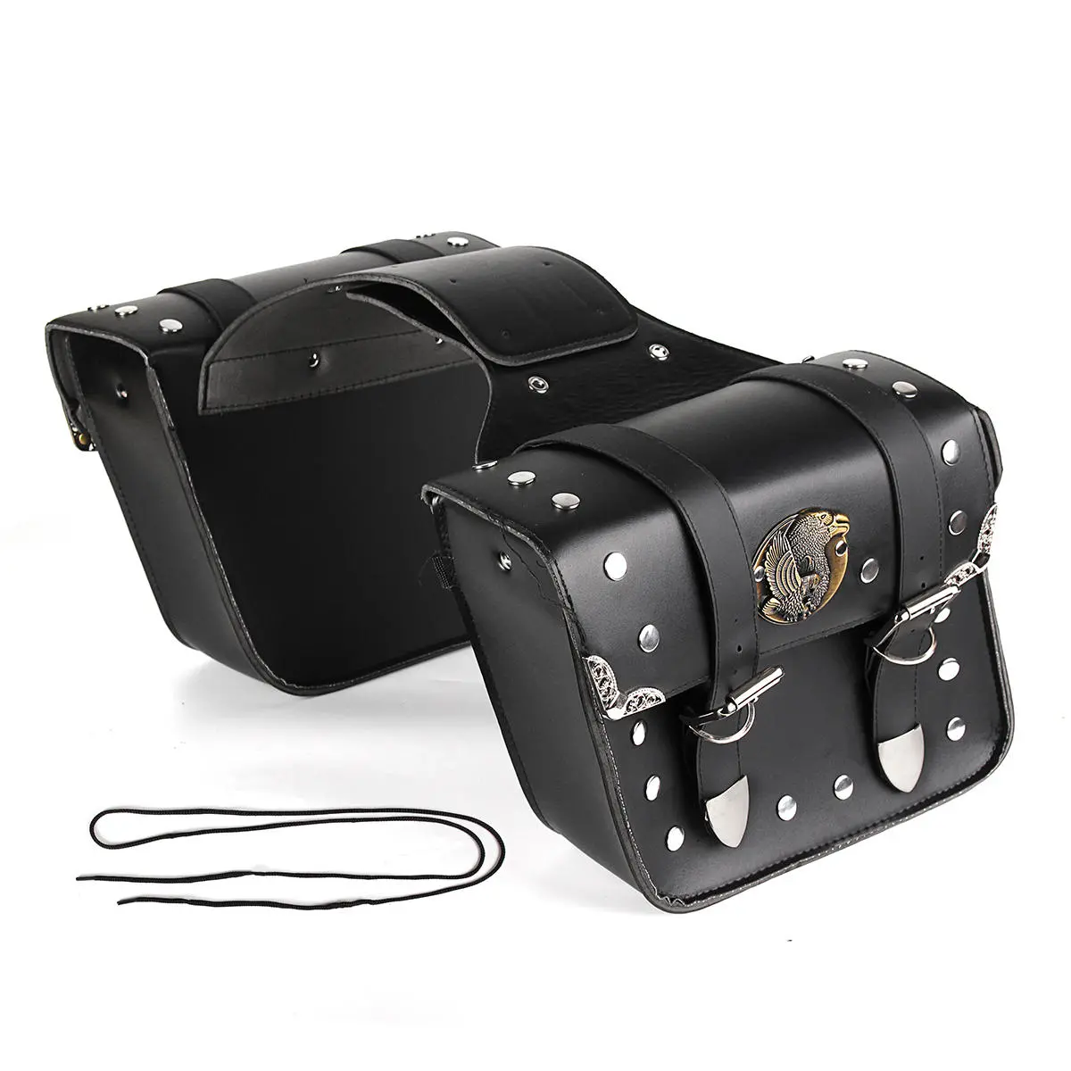 Motorcycle Saddlebags Side Bag Tool Bags Left Right For Chopper Black — view 2
