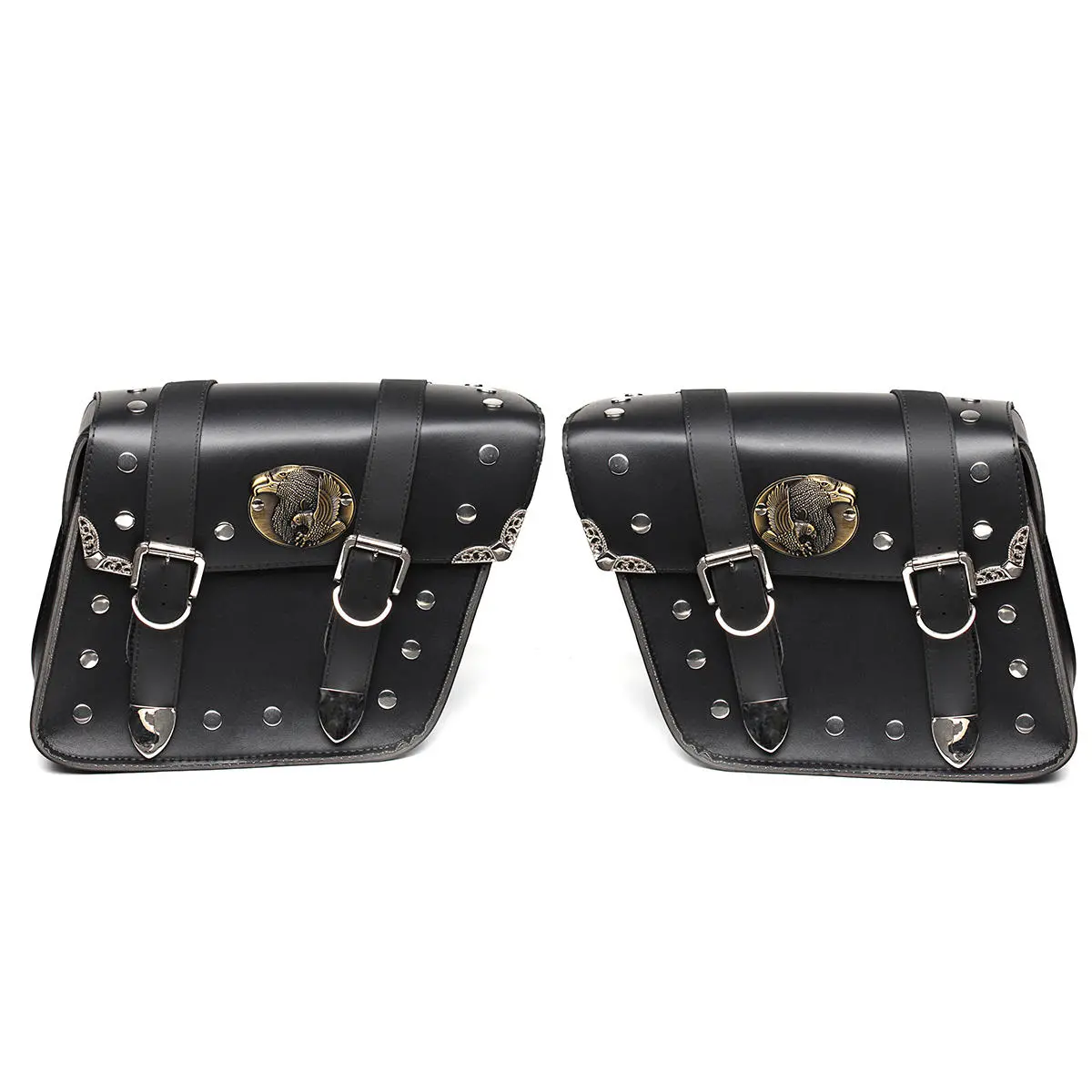 Motorcycle Saddlebags Side Bag Tool Bags Left Right For Chopper Black — view 4