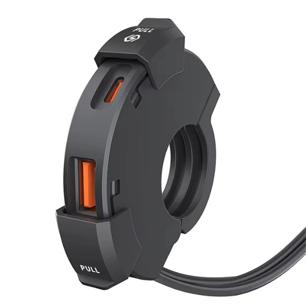 Motorcycle USB Charger 30W Type-C PD 18W USB-A Quick Charge 3.0 Waterproof IP65 Nylon Material Handlebar Mount DC 12V-24V — view 7