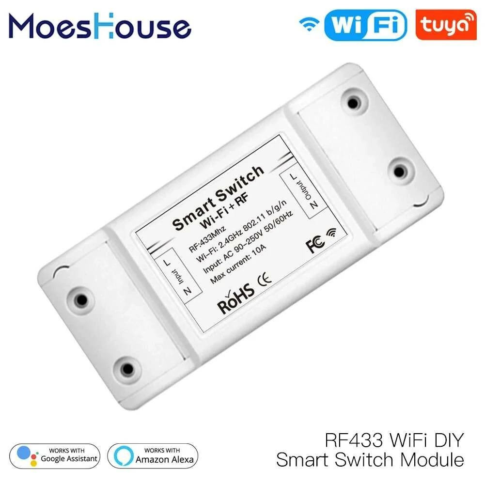 Mouehouse RF433 + WiFi DIY Smart Switch Module RF433 Remote Control for Smart Automation Smart Life/Tuya Work with Alexa and Google Home — image 1