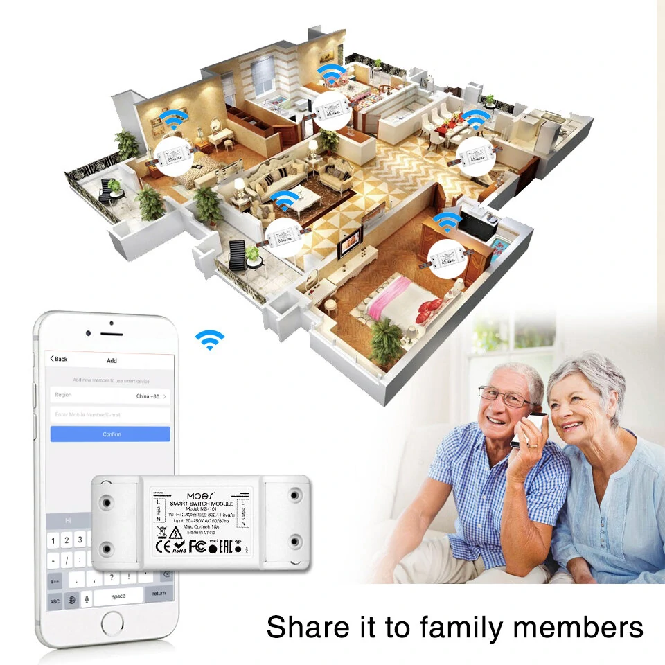 Mouehouse Wi-Fi Smart Light Switch Timer Smart Life APP Wireless Remote Control Works with Alexa Google Home — view 5