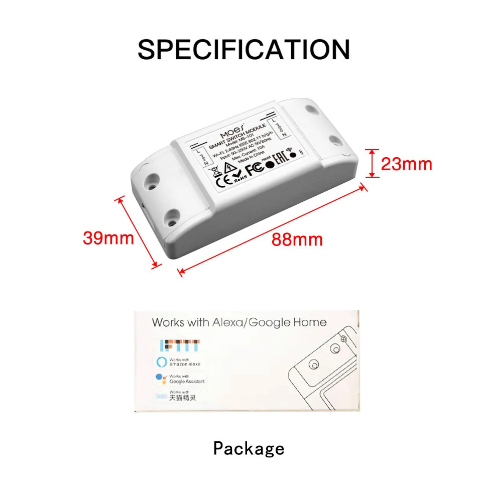 Mouehouse Wi-Fi Smart Light Switch Timer Smart Life APP Wireless Remote Control Works with Alexa Google Home — view 7