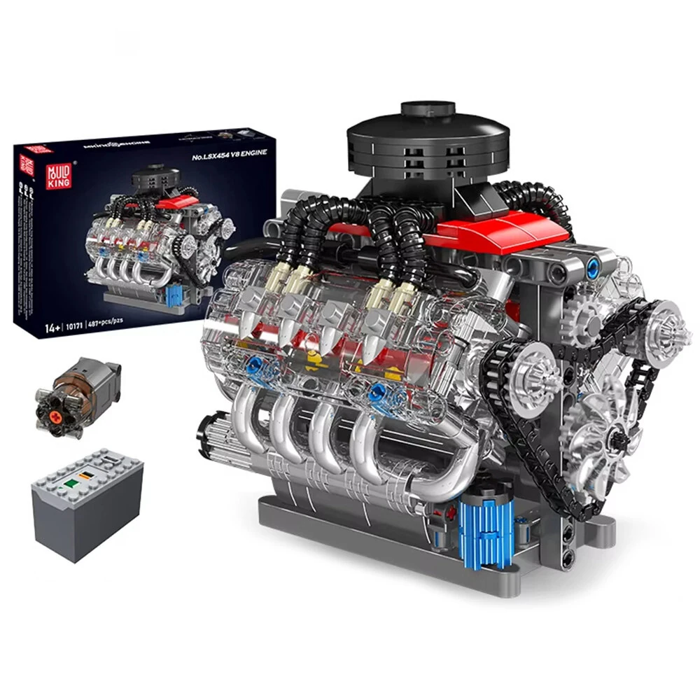 Mould King 10171 LSX454 Motorized V8 Engine Model DIY Assembly Kit Motorized Building Blocks 487PCS Excellent STEAM Science Education Discovery Toys Children Gifts — MOULD KING