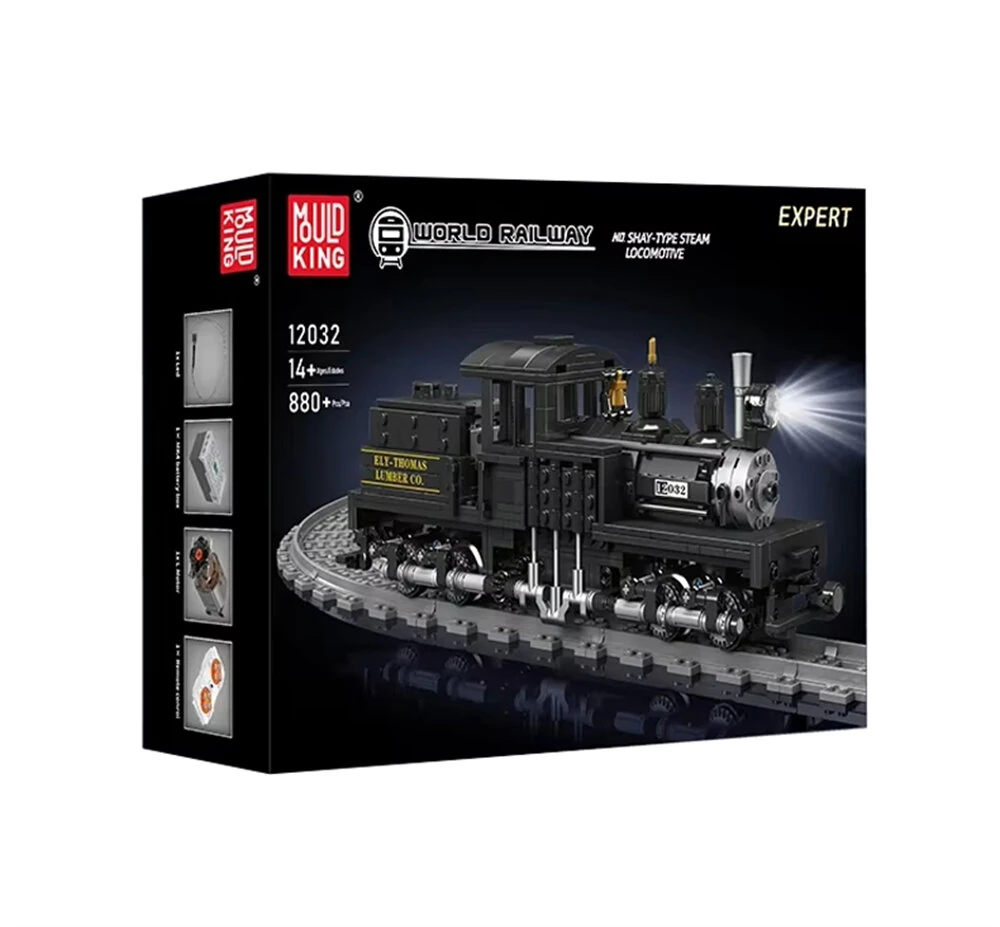 Mould King 12032 RC NO. Shay-Type Steam Locomotive LED Retro Train Toys Building Block Brick Assembly Kit Kids Christmas Gift — view 4
