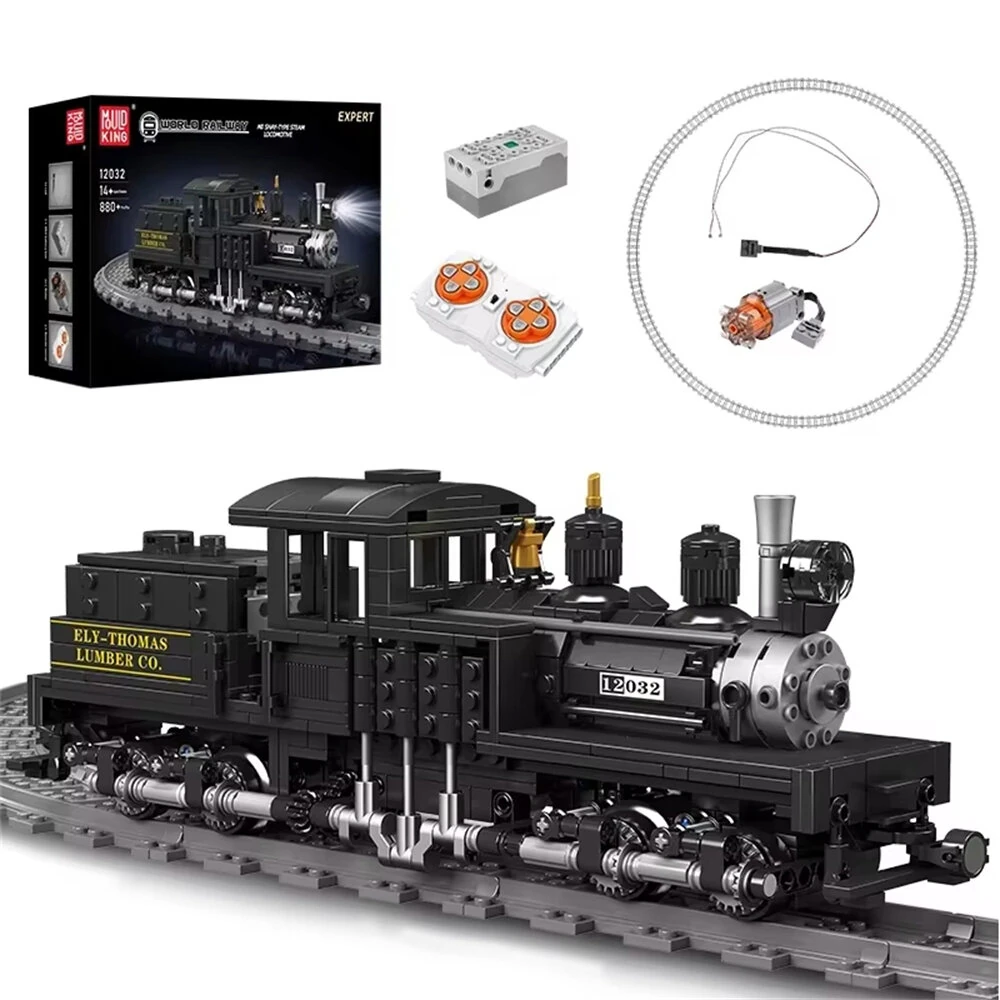 Mould King 12032 RC NO. Shay-Type Steam Locomotive LED Retro Train Toys Building Block Brick Assembly Kit Kids Christmas Gift — view 5