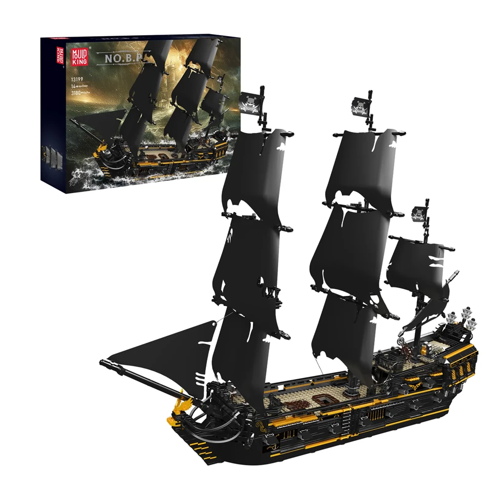 Mould King 13199 Black Pearl Pirates Ship Boat Model MOC Building Blocks DIY Assembly Kit Bricks for Children Adults Birthday Gift — view 2