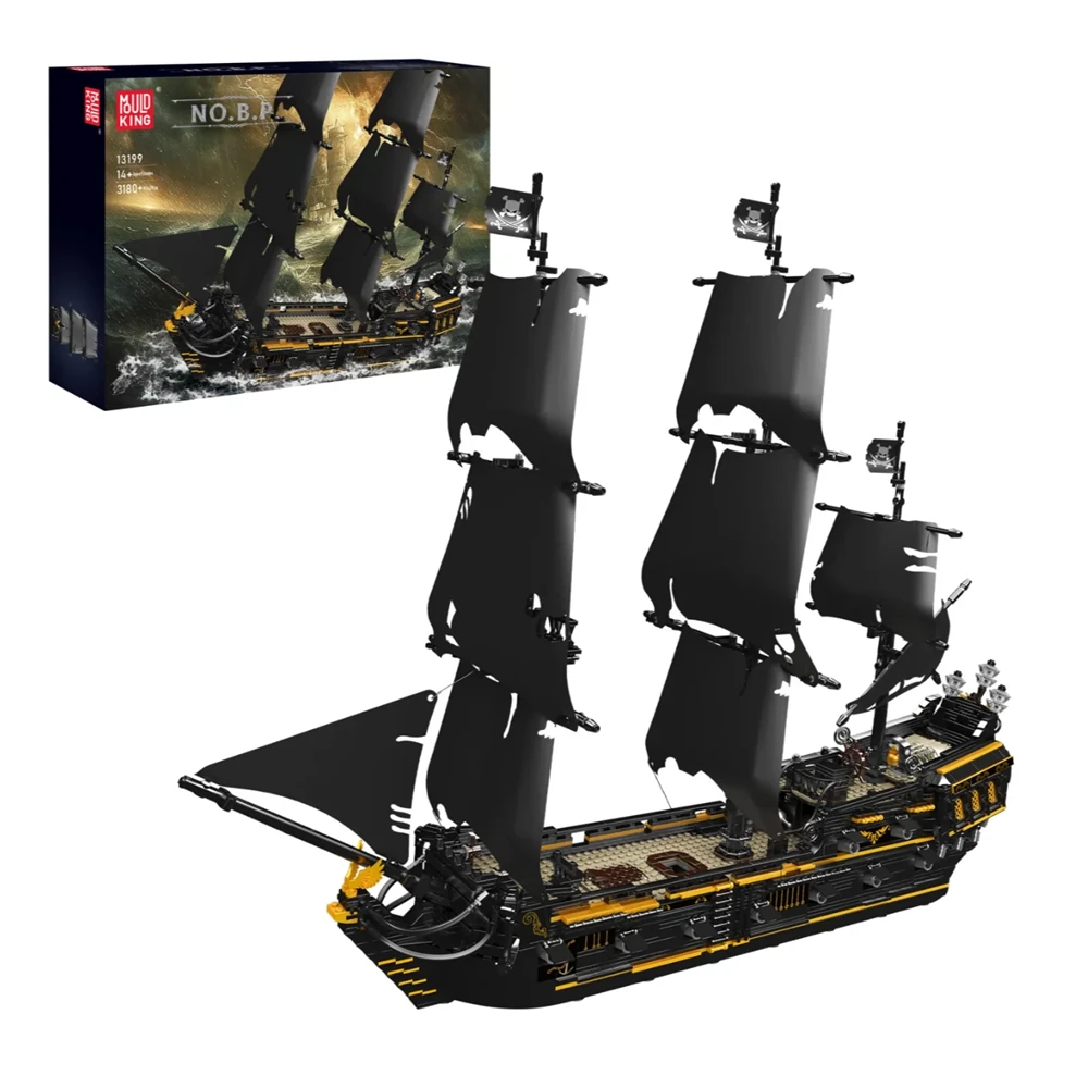Mould King 13199 Black Pearl Pirates Ship Boat Model MOC Building Blocks DIY Assembly Kit Bricks for Children Adults Birthday Gift — view 3
